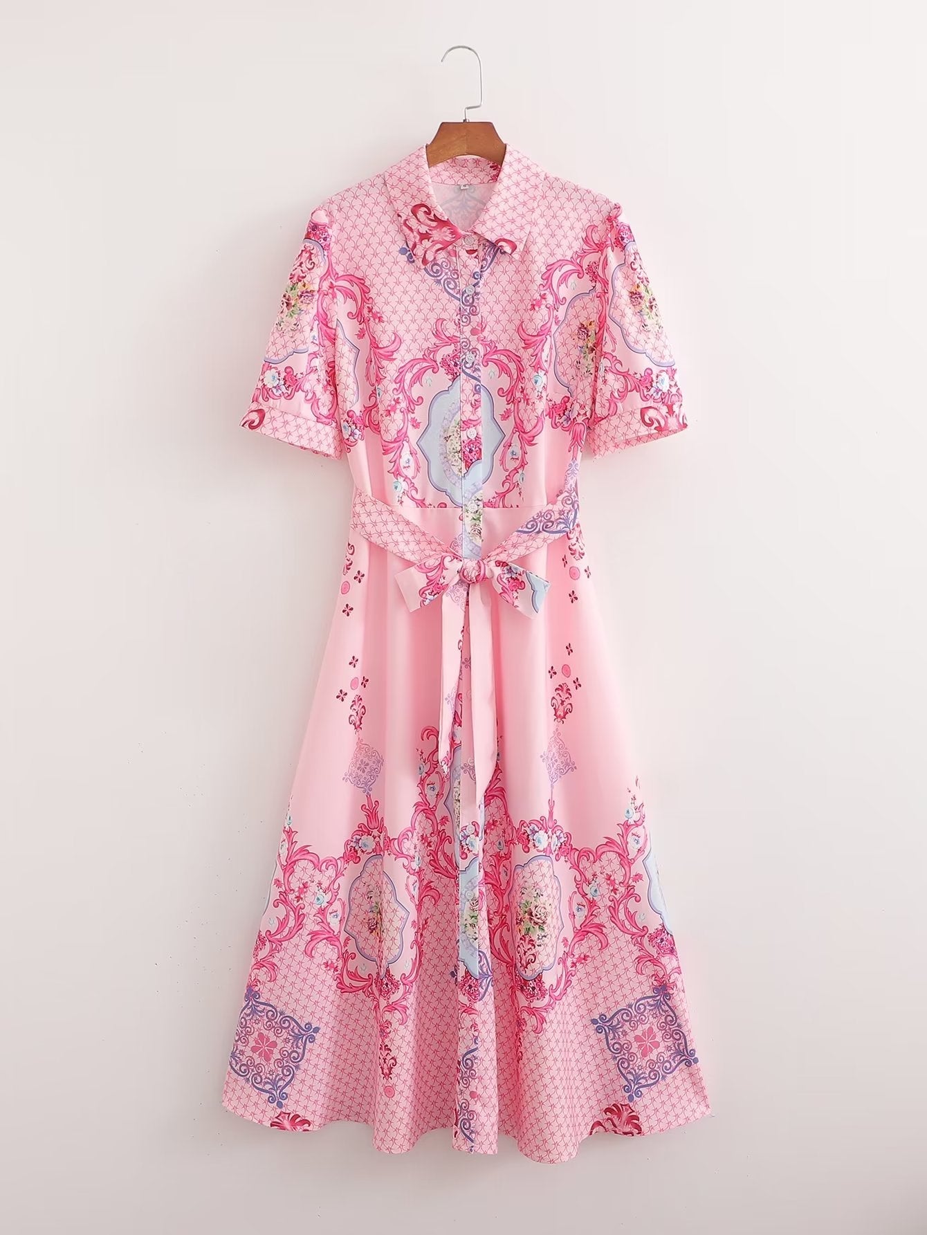 Women Clothing Ra Loose Casual Positioning Printed Shirt Dress Long Dress by Ragazza