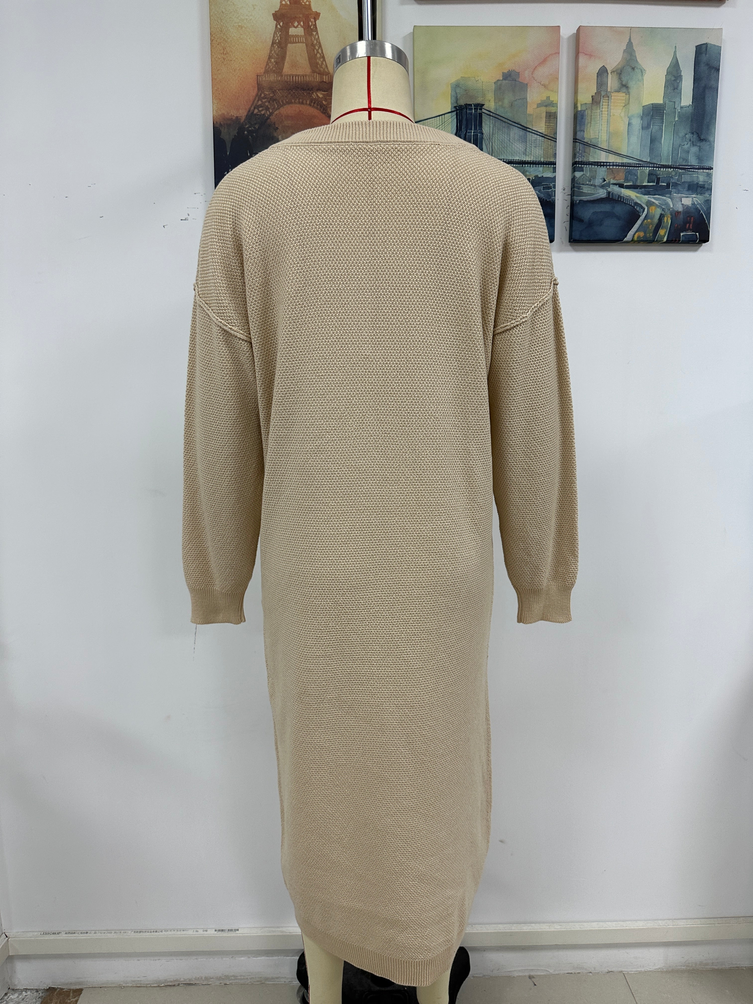 Autumn Winter Button Knitwear Dress Office Women Sweater Women DestGlow
