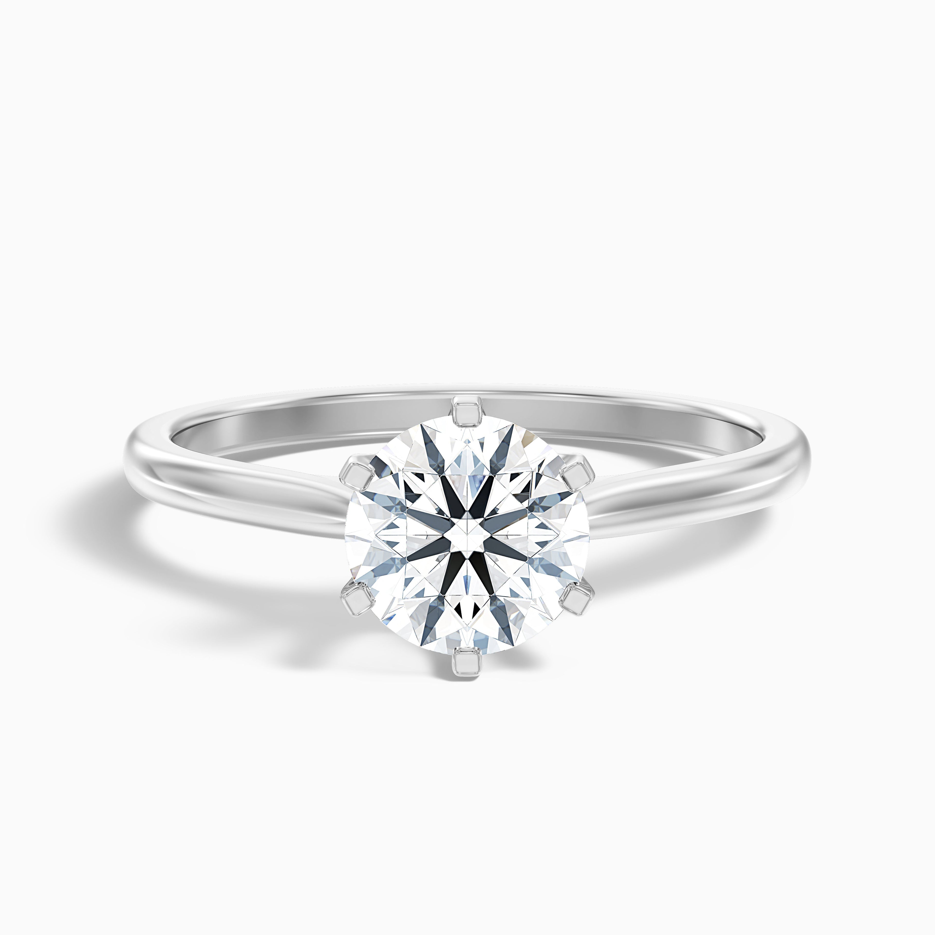Amy 2 Carat Round Solitaire Lab Grown Diamond Ring in 14k White Gold
