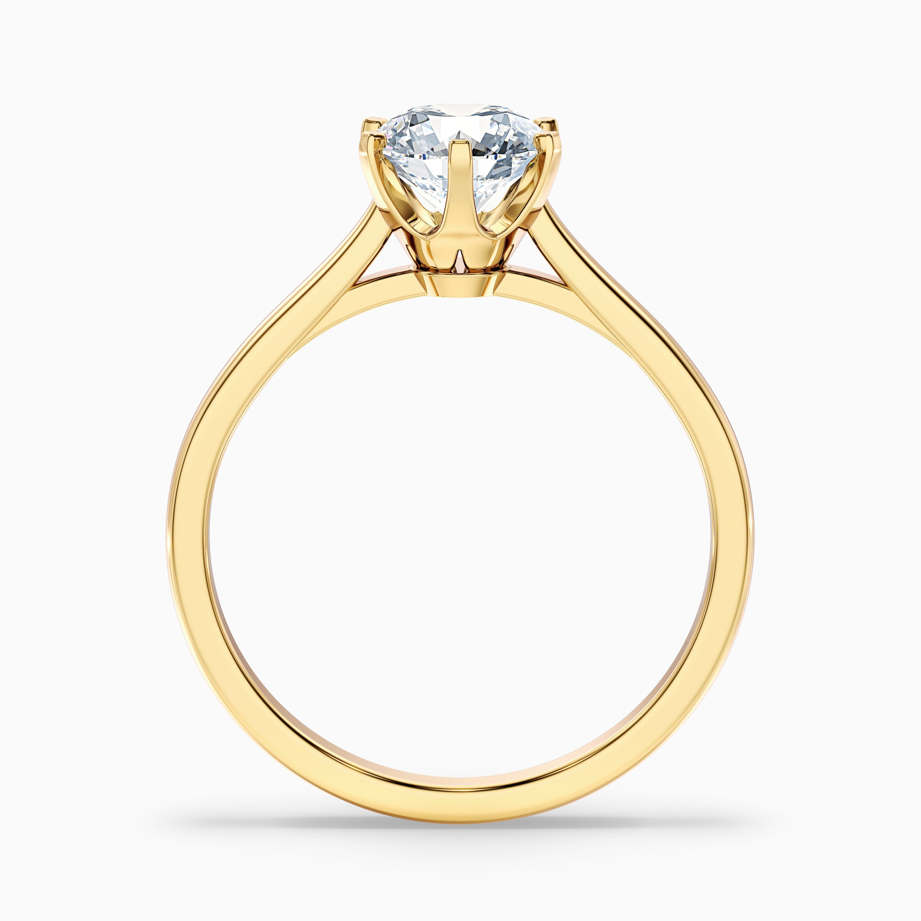Elle 5.5 Carat Round Solitaire Moissanite Engagement Ring in 14k Yellow Gold DestGlow