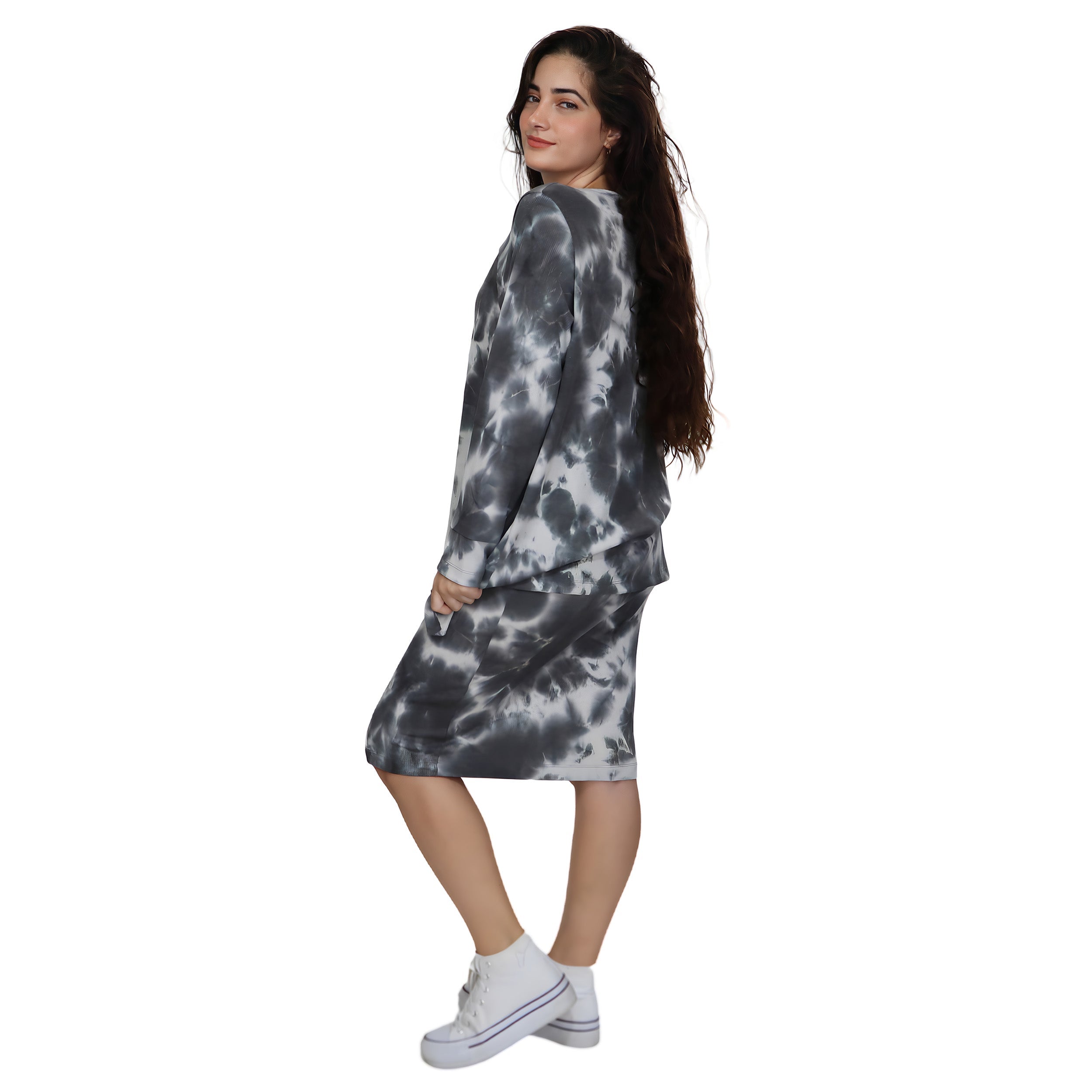Plus Size Long Sleeve Relaxed Fit Tie-Dye Waffle Tunic by Kosher Casual USA