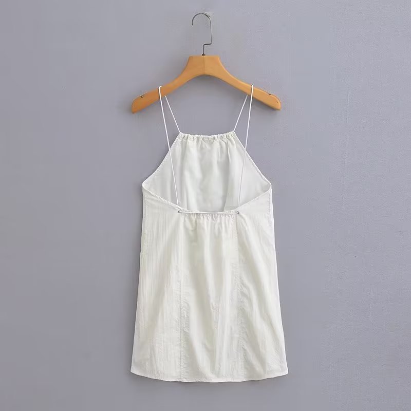 Summer Women Clothing Sexy Halter White Nylon Short Dress by Ragazza