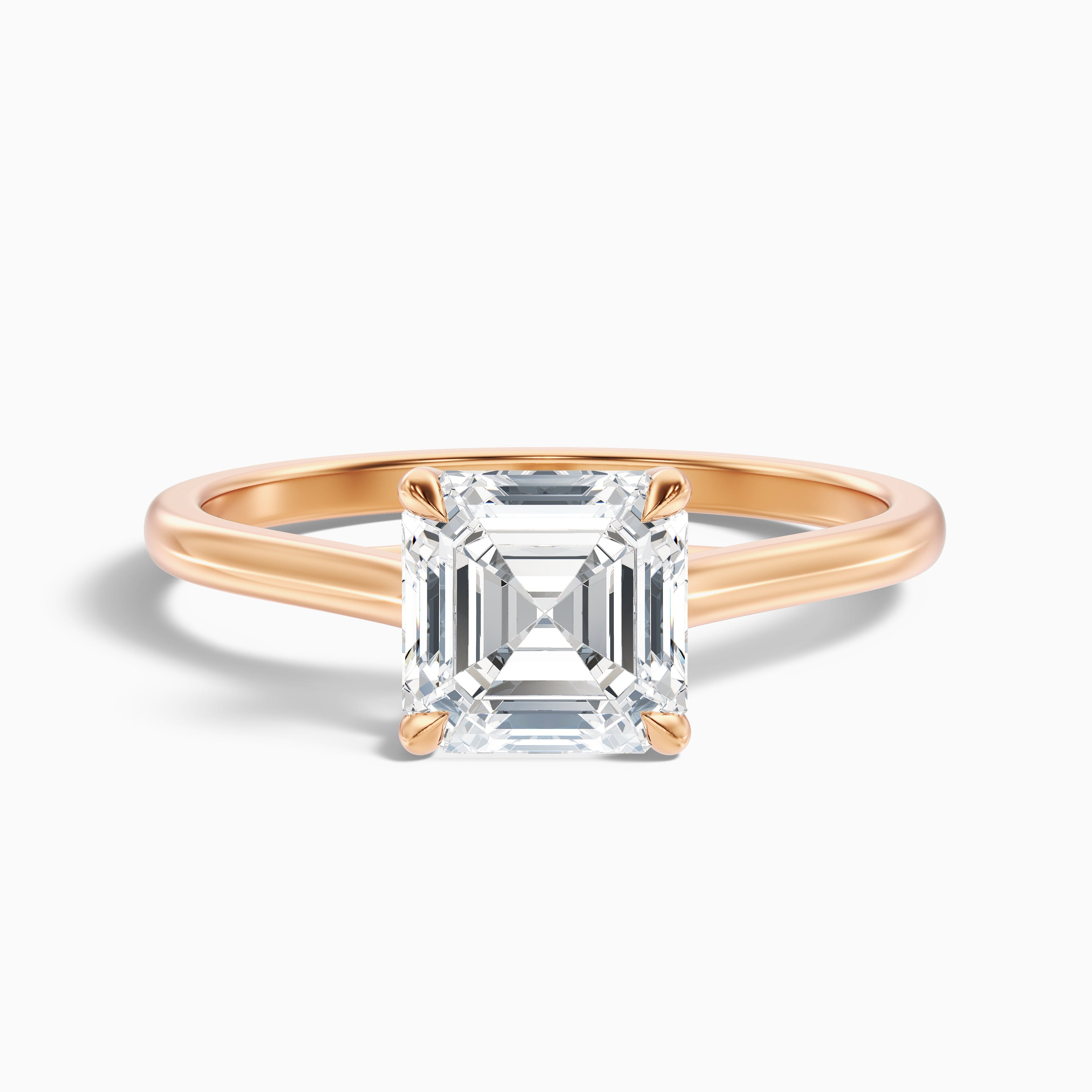 Ada 2.5 Carat Asscher Cut Solitaire Moissanite Engagement Ring in 925 Sterling Silver