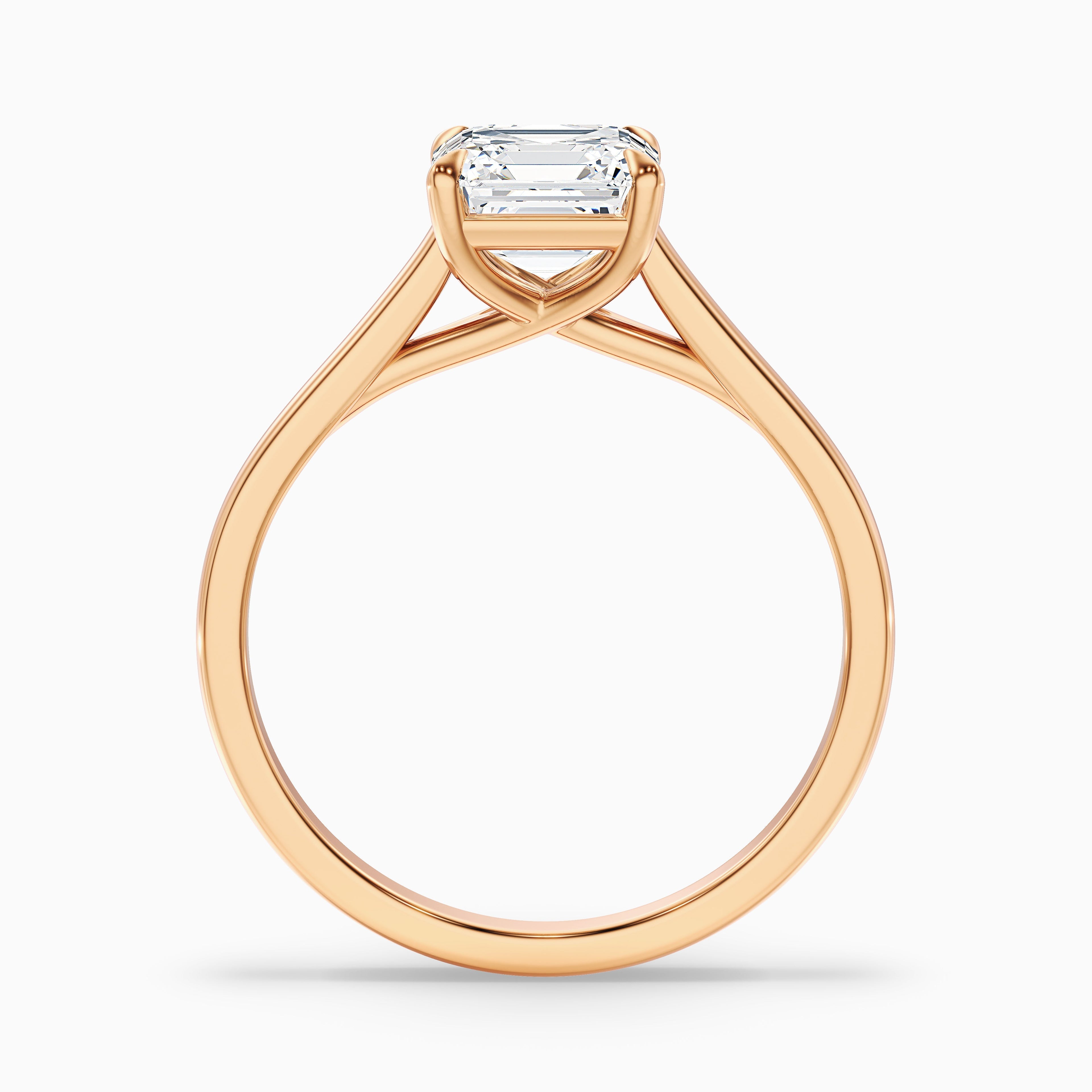 April 3.5 Carat Asscher Cut Solitaire Lab Grown Diamond Ring in 10k Rose Gold