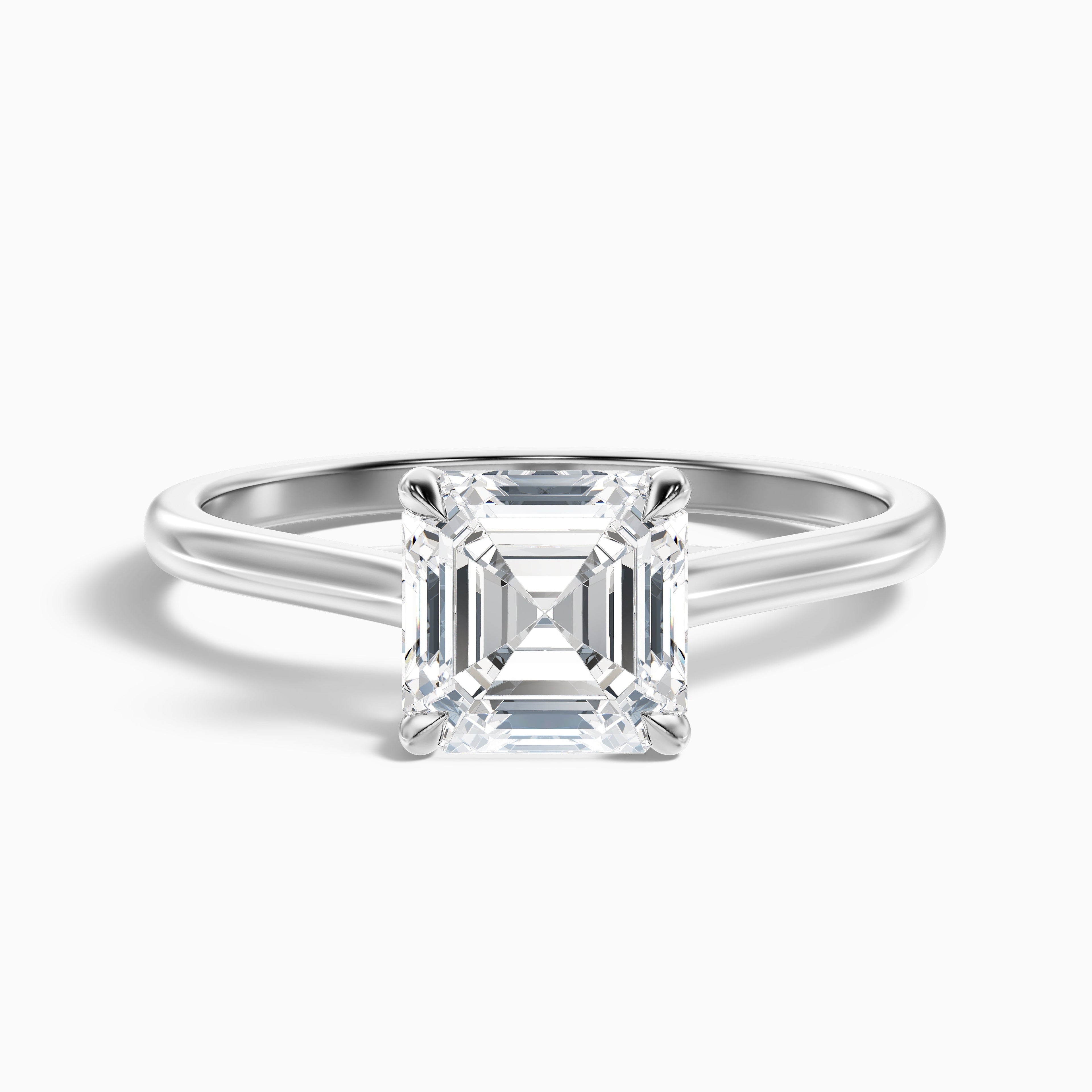 April 3 Carat Asscher Cut Solitaire Lab Grown Diamond Ring in Platinum