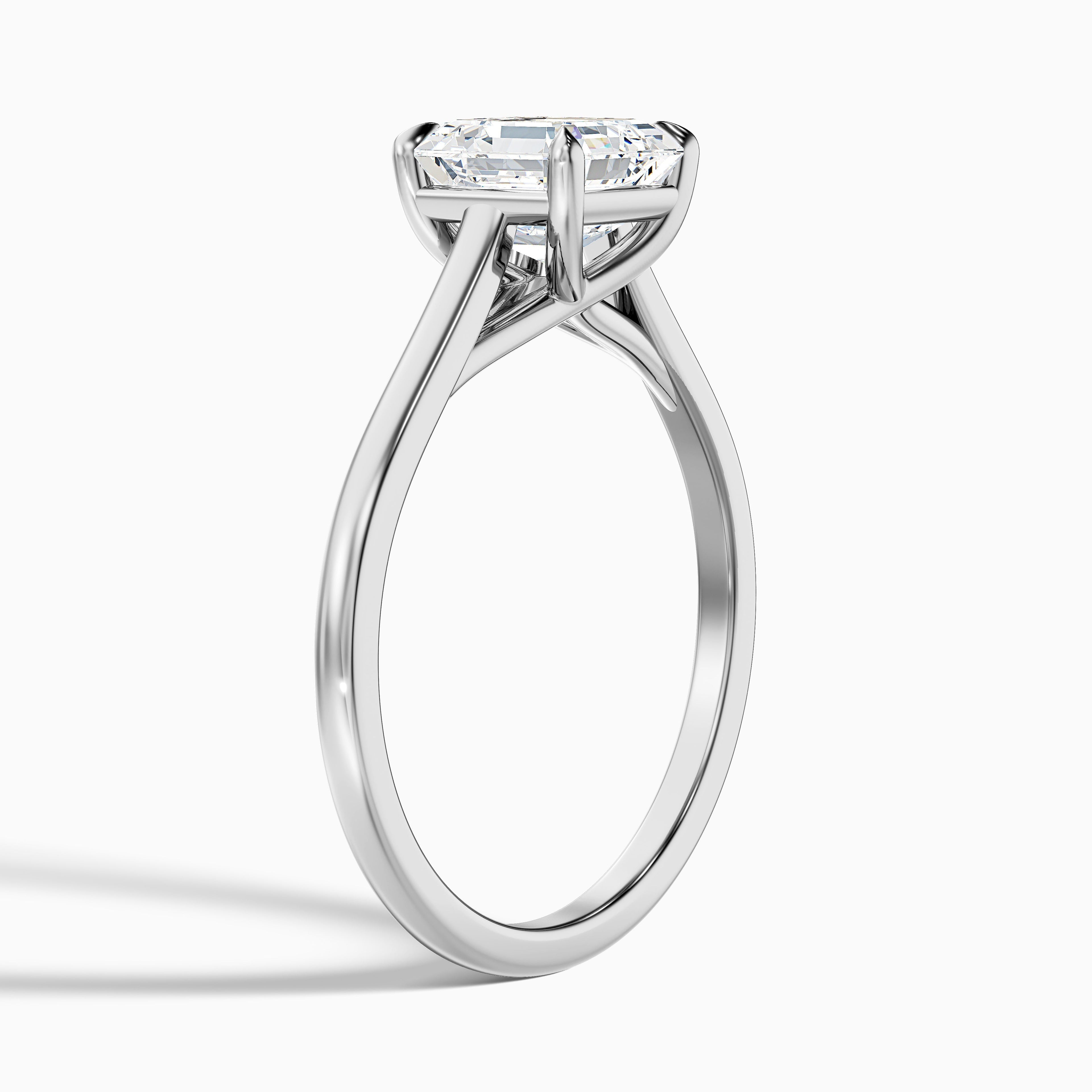 April 3 Carat Asscher Cut Solitaire Lab Grown Diamond Ring in 18k White Gold DestGlow