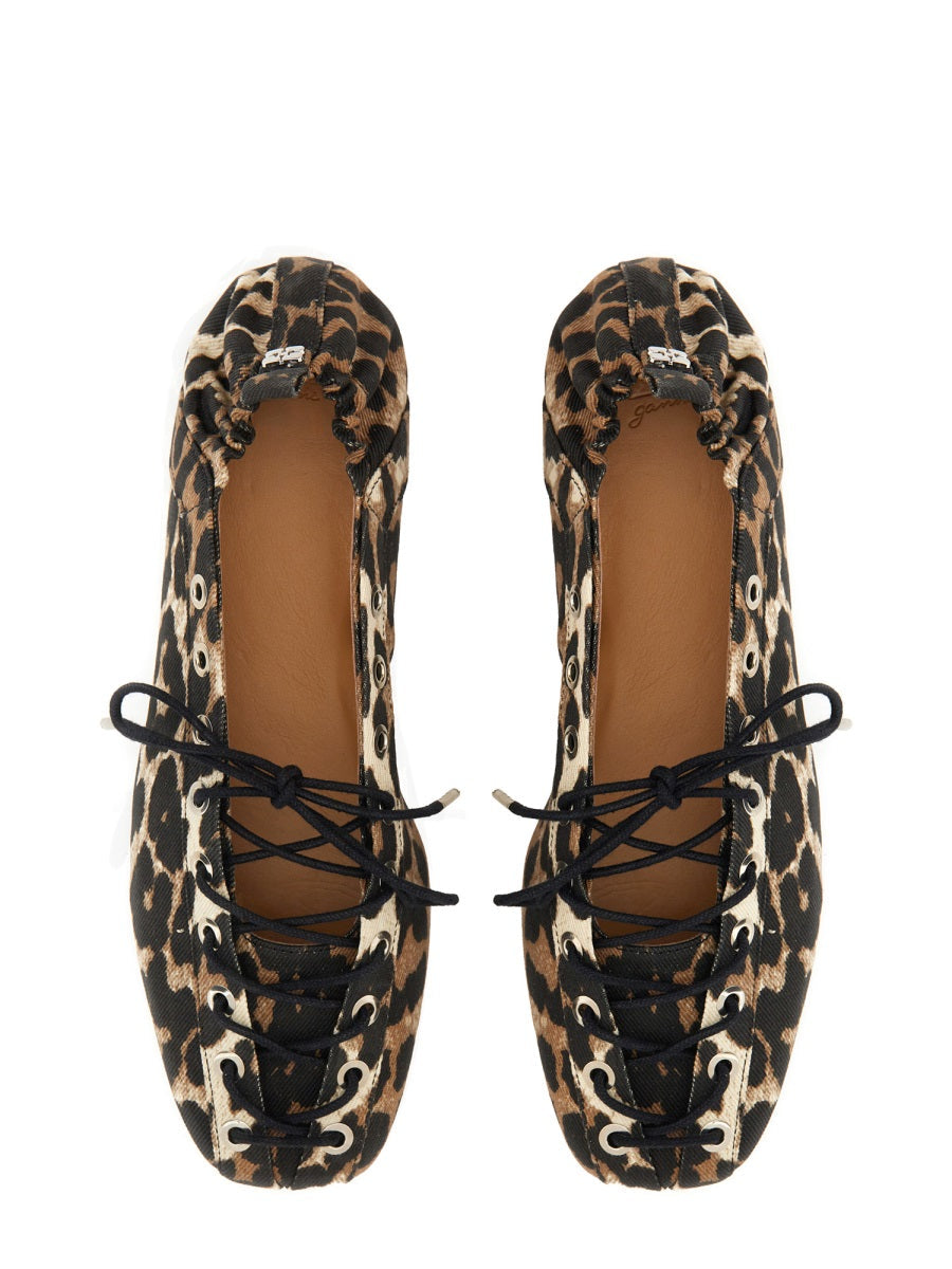 Ganni Women Ballerina Lace-Up DestGlow