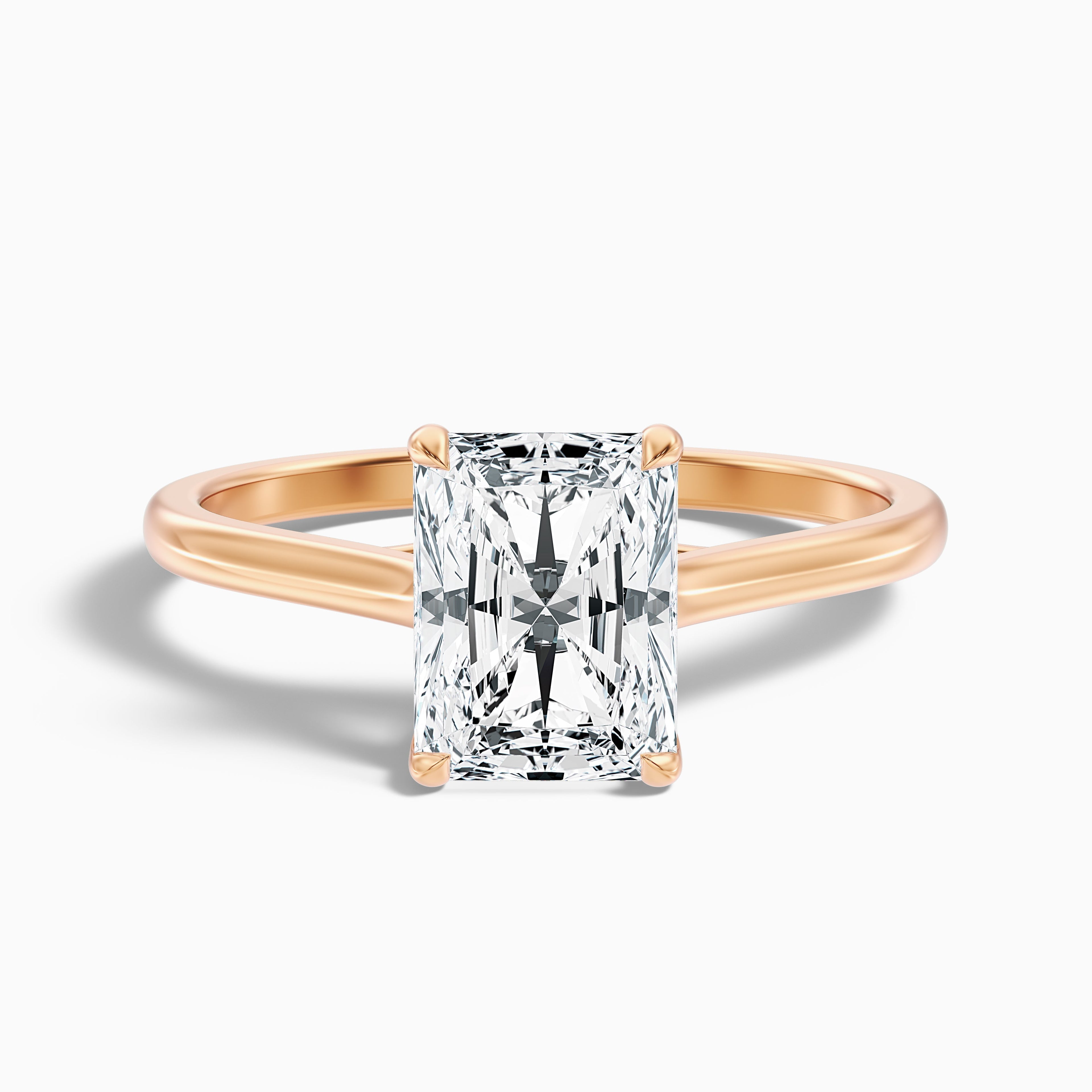 Daisy 4 Carat Radiant Cut Solitaire Lab Grown Diamond Ring in 14k Rose Gold DestGlow