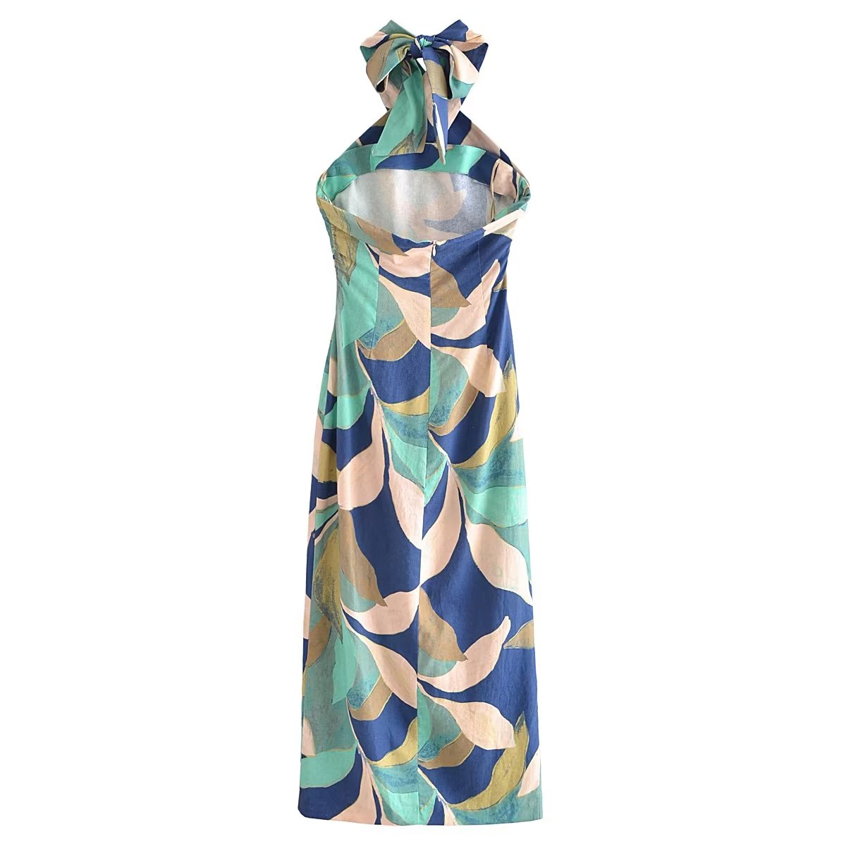 Summer Women Clothing Linen Blended Printed Midi Dress Dress by Ragazza