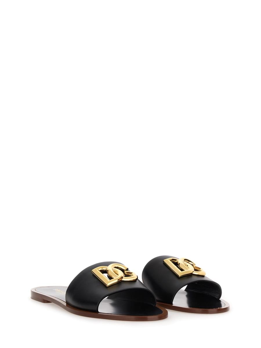 Dolce & Gabbana Women Leather Slide Sandal DestGlow