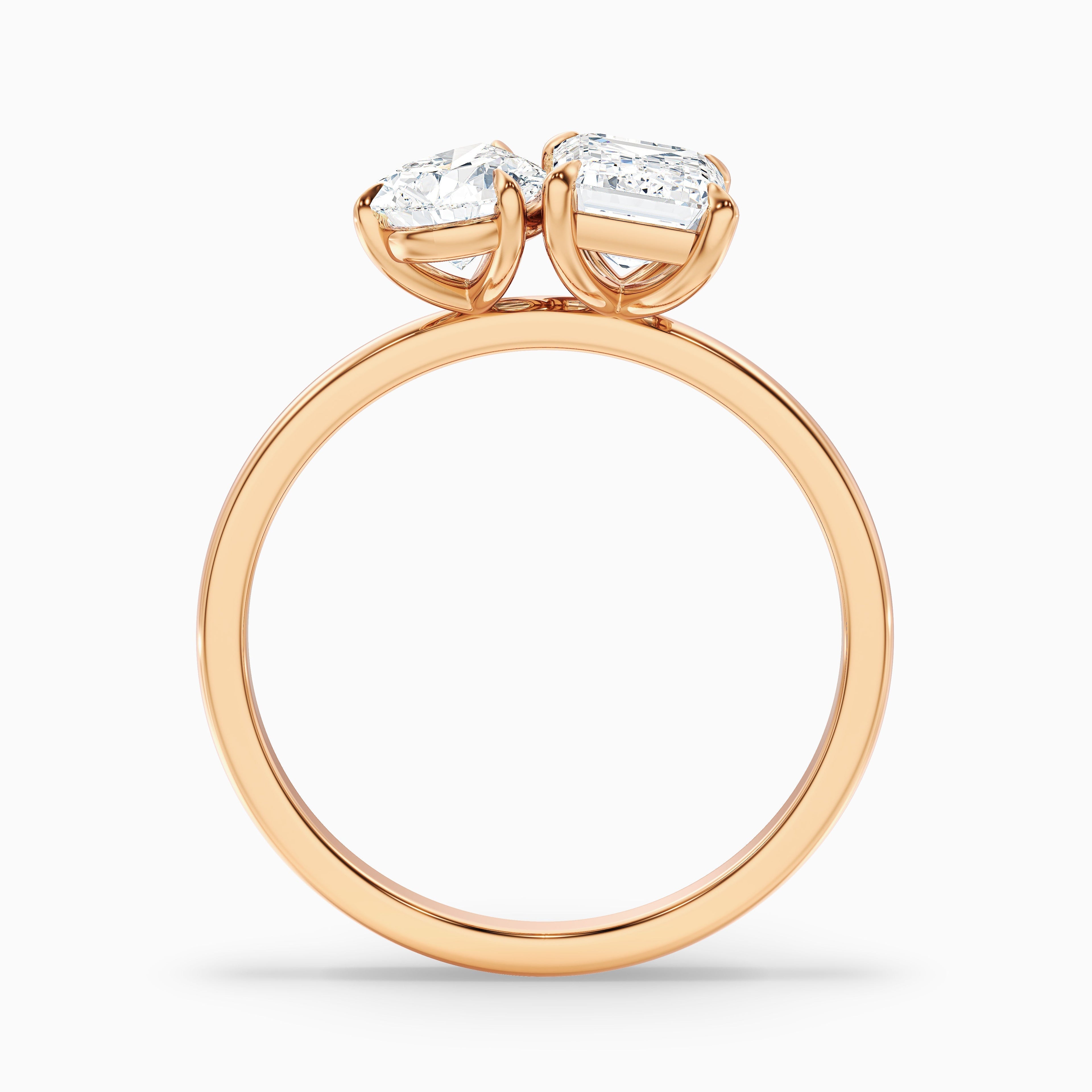 Zoey Toi Et Moi Diamond Ring in 925 Sterling Silver With Pear and Emerald Two Stone Lab Grown Diamond (2 Ct. Tw.)