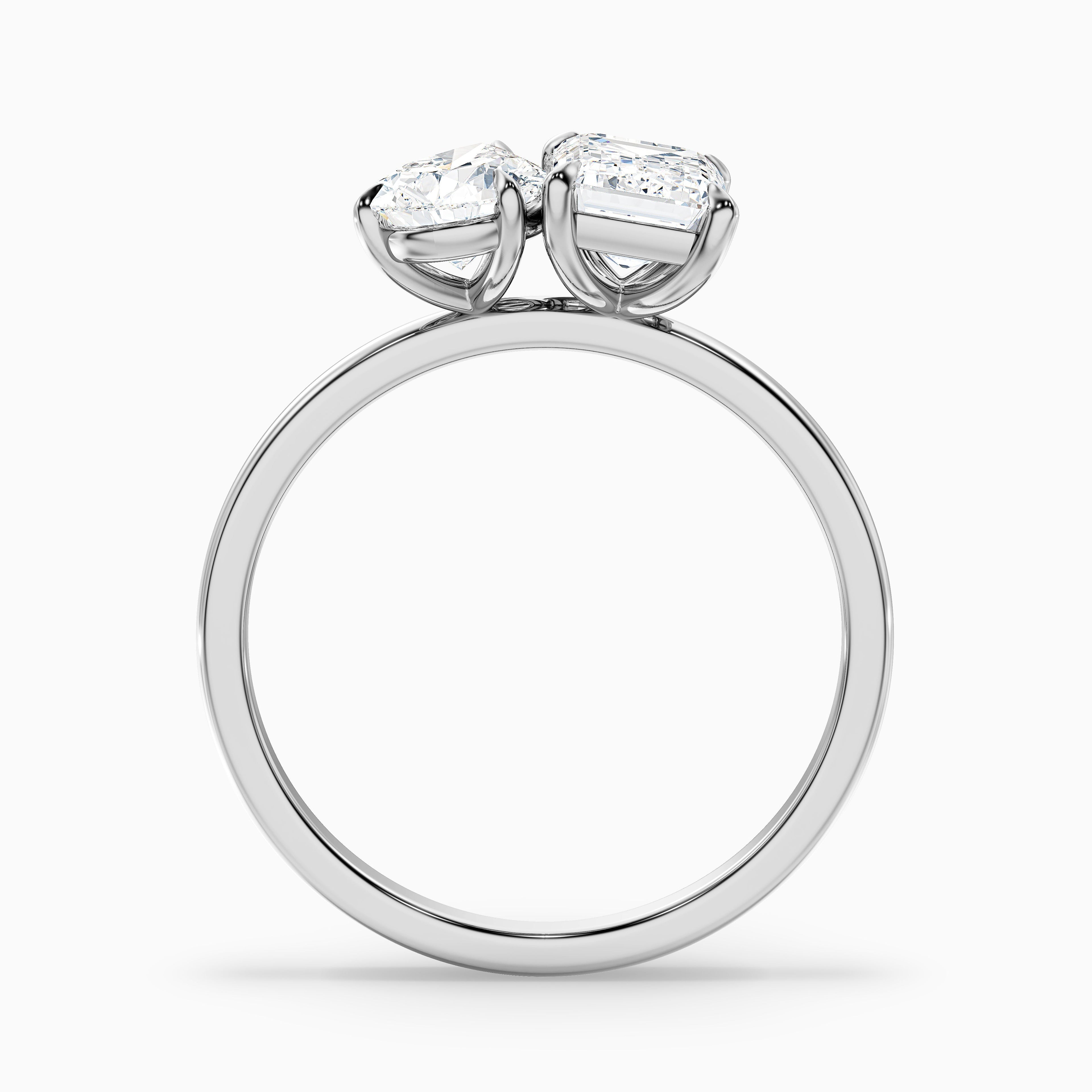 Zoey Toi Et Moi Diamond Ring in 10k Rose Gold With Pear and Emerald Two Stone Lab Grown Diamond (4.5 Ct. Tw.)