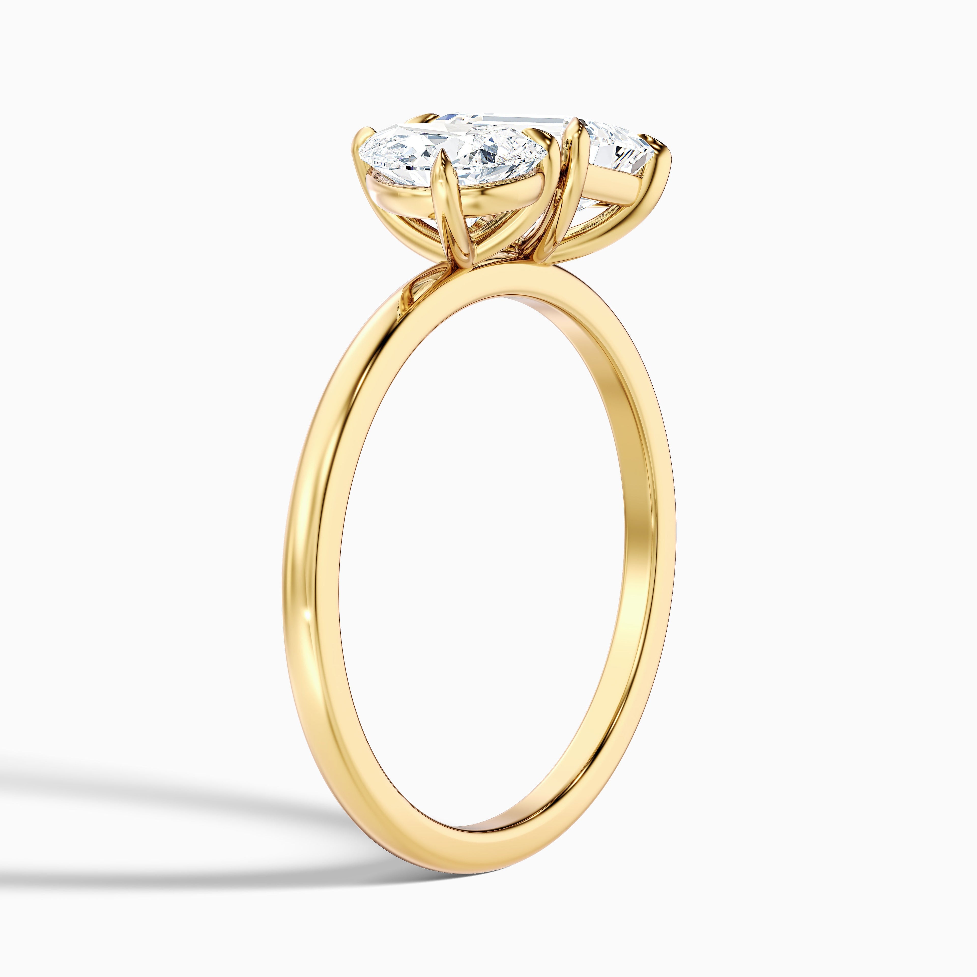 Flora Toi Et Moi Ring in 14k Yellow Gold With Pear and Emerald Two Stone Moissanite Diamond (2.5 Ct. Tw.) DestGlow