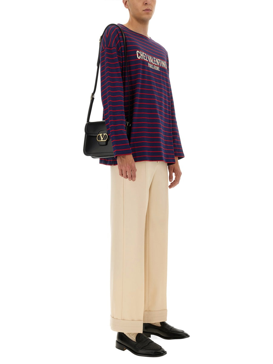 Valentino Men Long Sleeve T-Shirt With "Chez Valentino" Print DestGlow