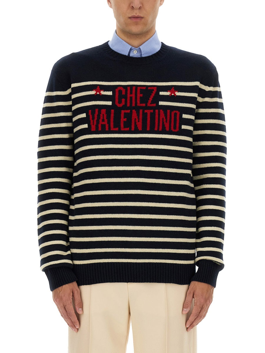 Valentino Men "Chez Valentine" Wool Sweater DestGlow