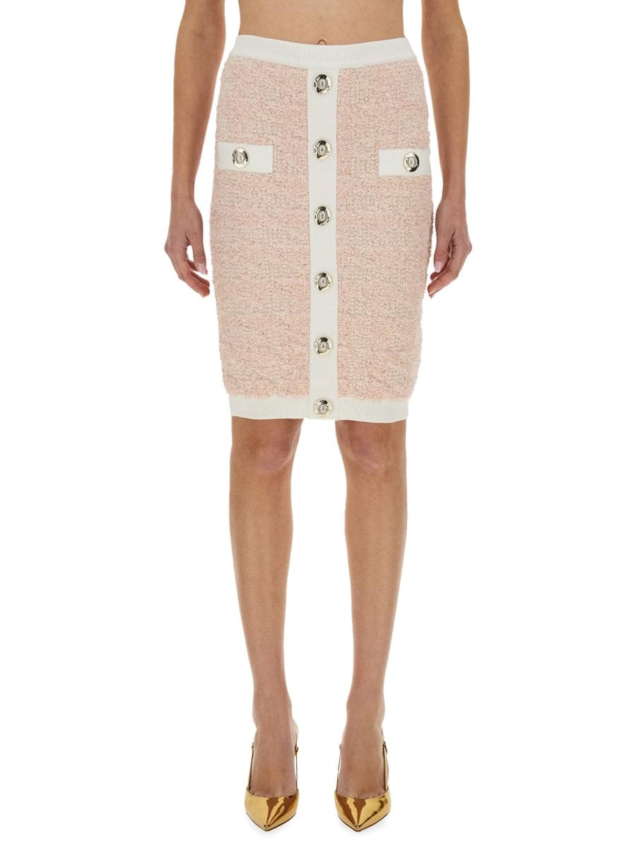 Balmain Women Tweed Midi Skirt DestGlow