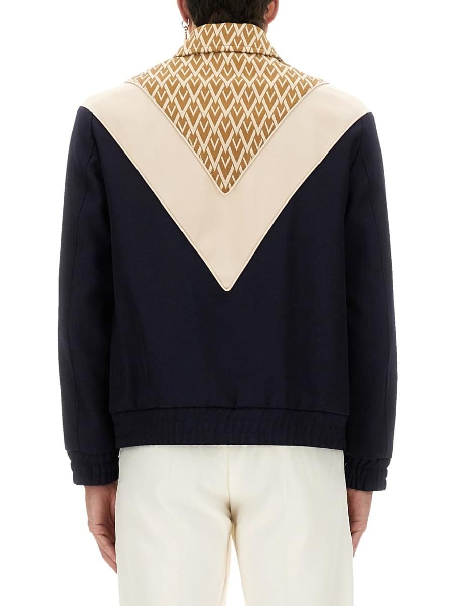 Valentino Men Wool Bomber Jacket With Print Toute La V DestGlow