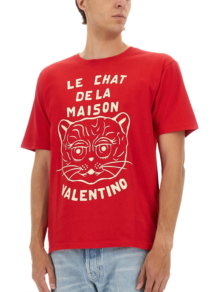 Valentino Men T-Shirt With "Chat De La Maison" Print DestGlow