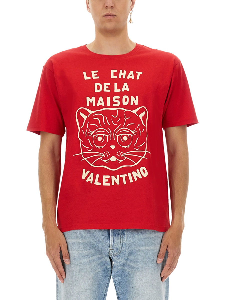 Valentino Men T-Shirt With "Chat De La Maison" Print