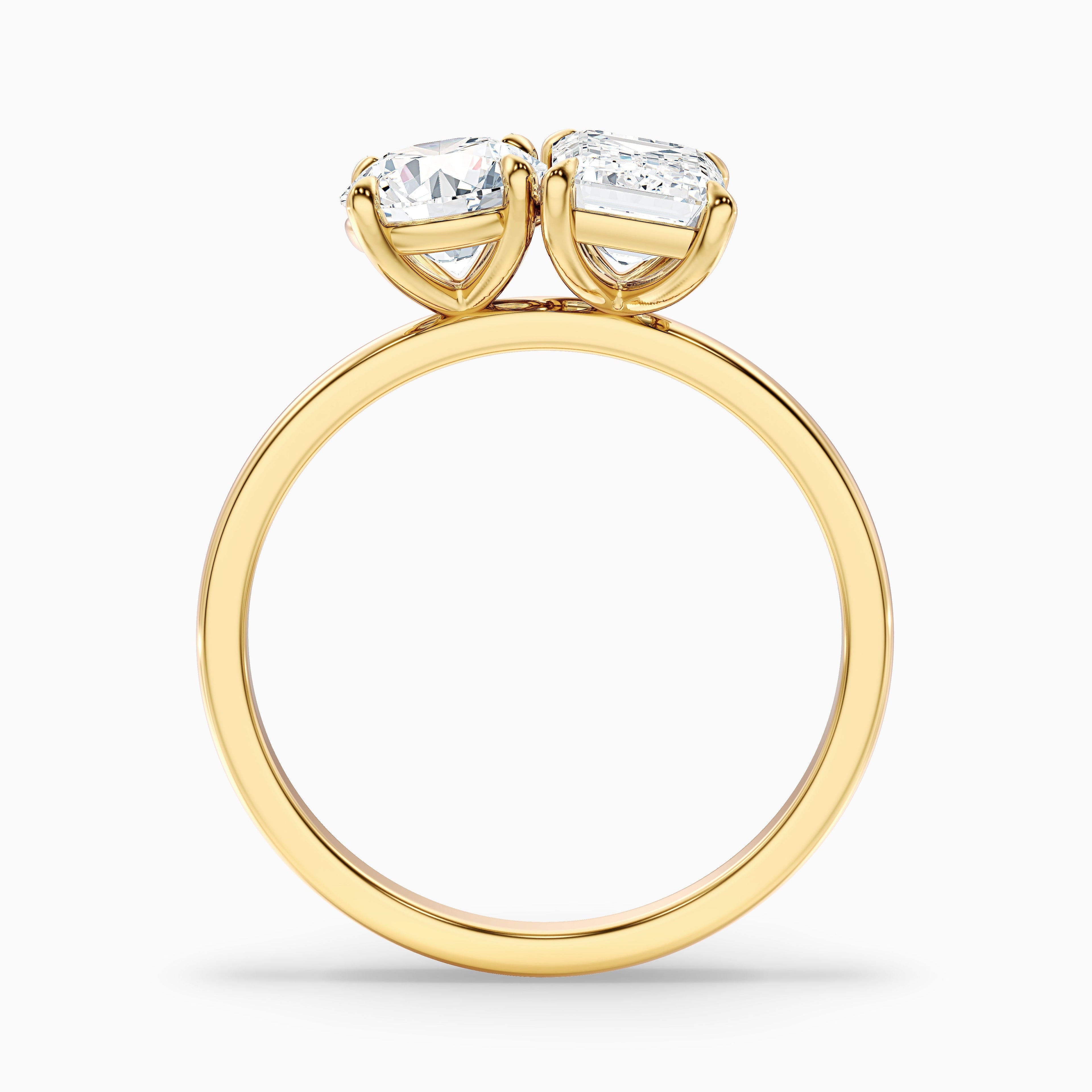 Faye Toi Et Moi Engagement Ring in 925 Sterling Silver With Round and Emerald Two Stone Moissanite Diamond (2.5 Ct. Tw.)