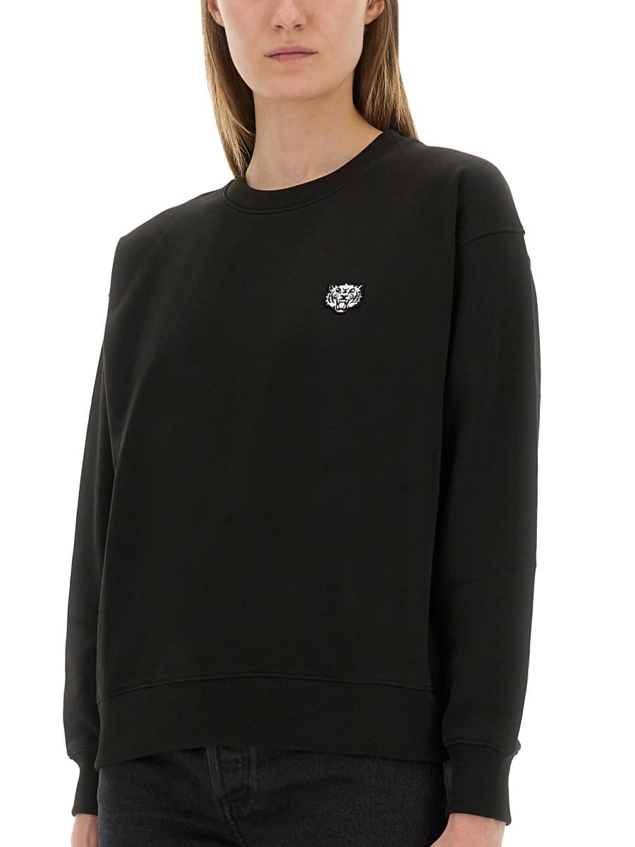 Kenzo Women Cotton Sweatshirt With "Happy Tiger" Patch DestGlow