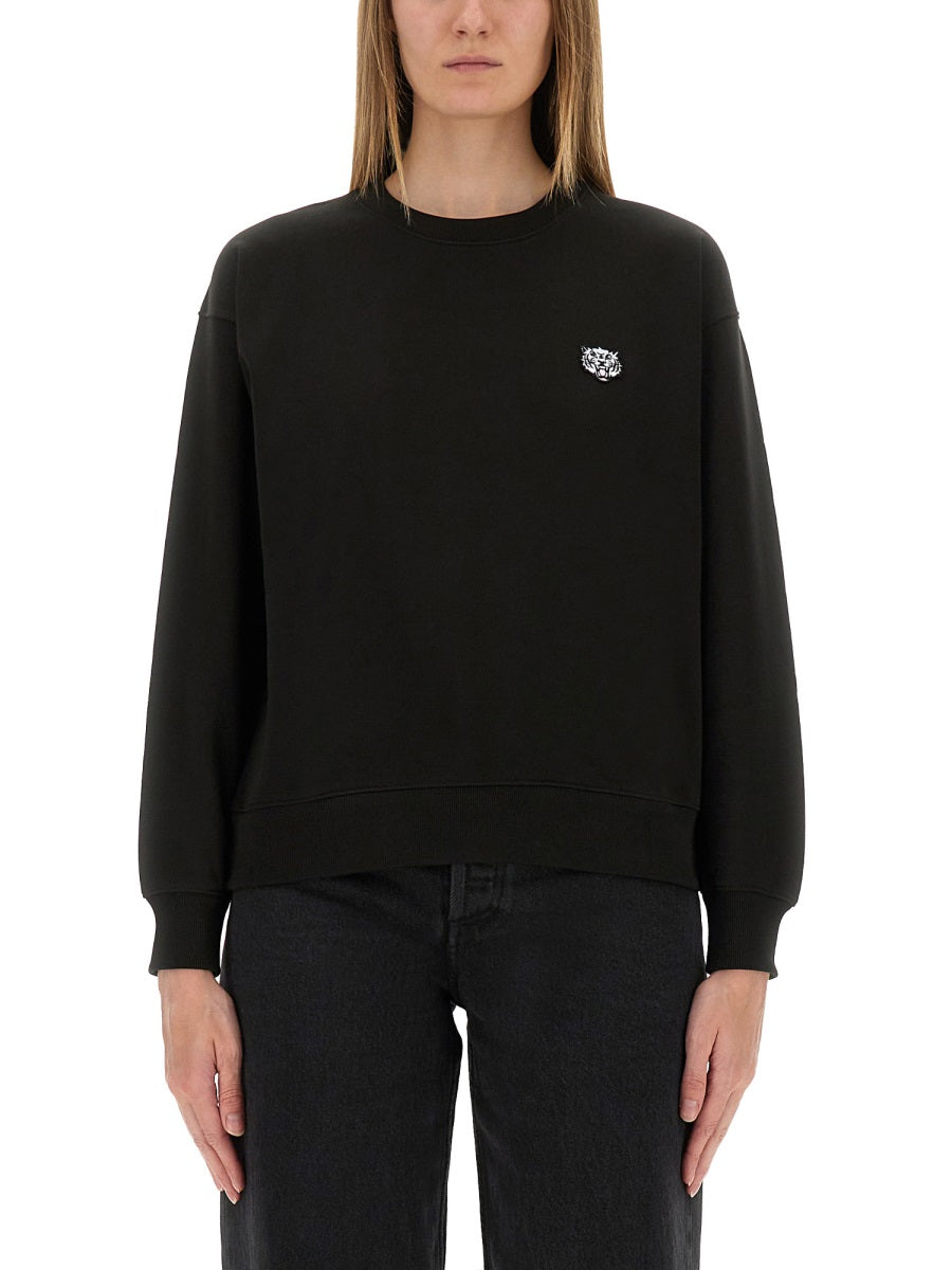 Kenzo Women Cotton Sweatshirt With "Happy Tiger" Patch DestGlow