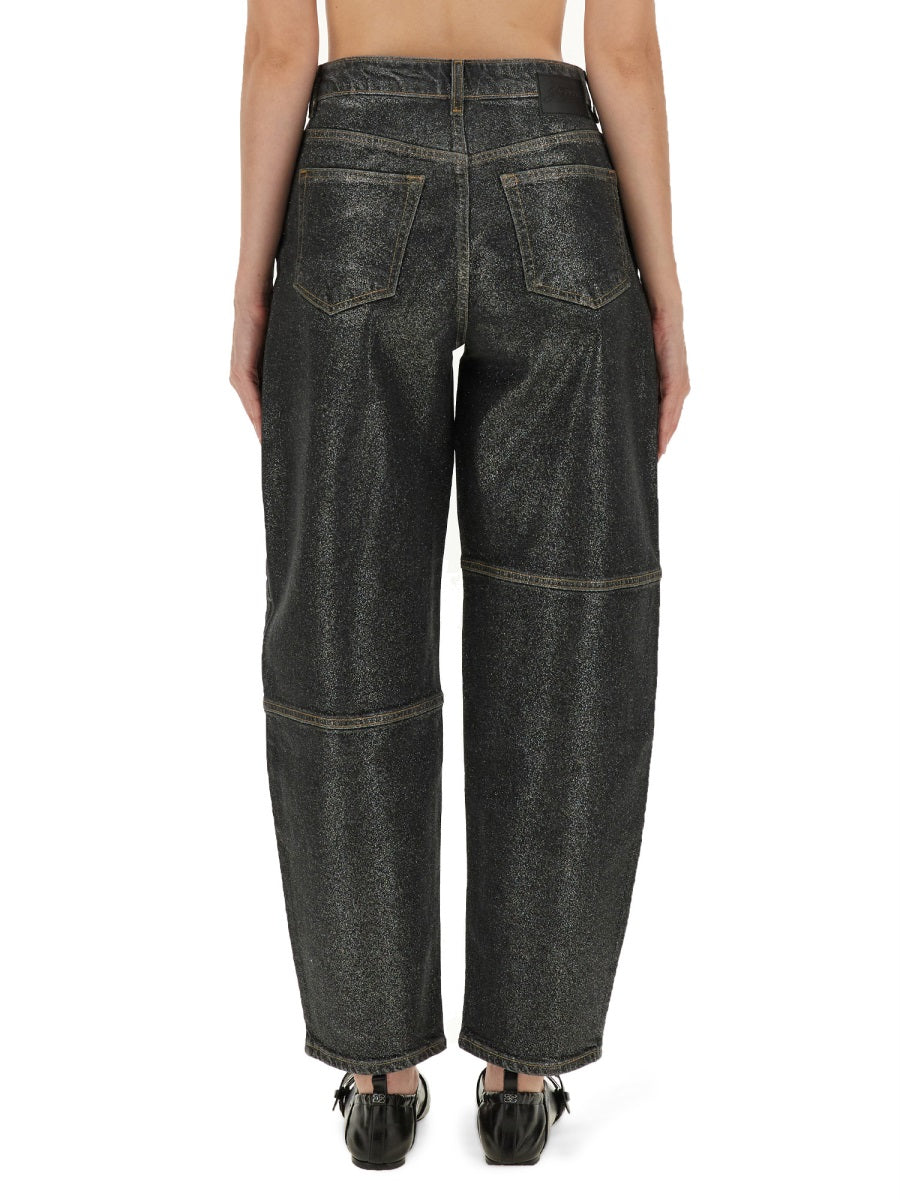 Ganni Women "Stary" Jeans In Sparkling Foil DestGlow