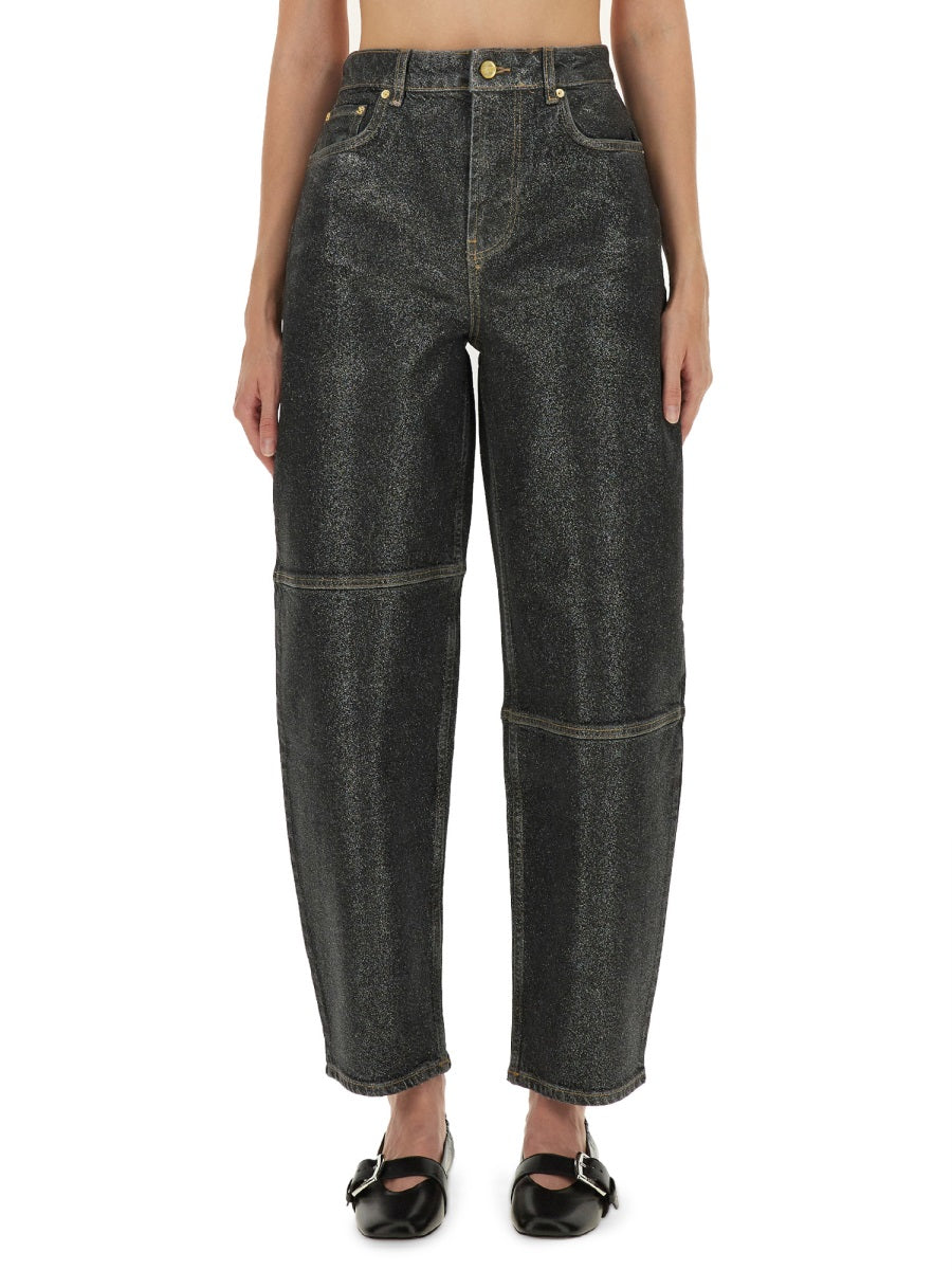 Ganni Women "Stary" Jeans In Sparkling Foil DestGlow
