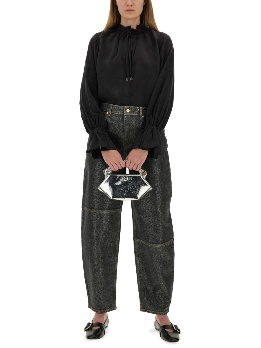 Ganni Women "Stary" Jeans In Sparkling Foil DestGlow