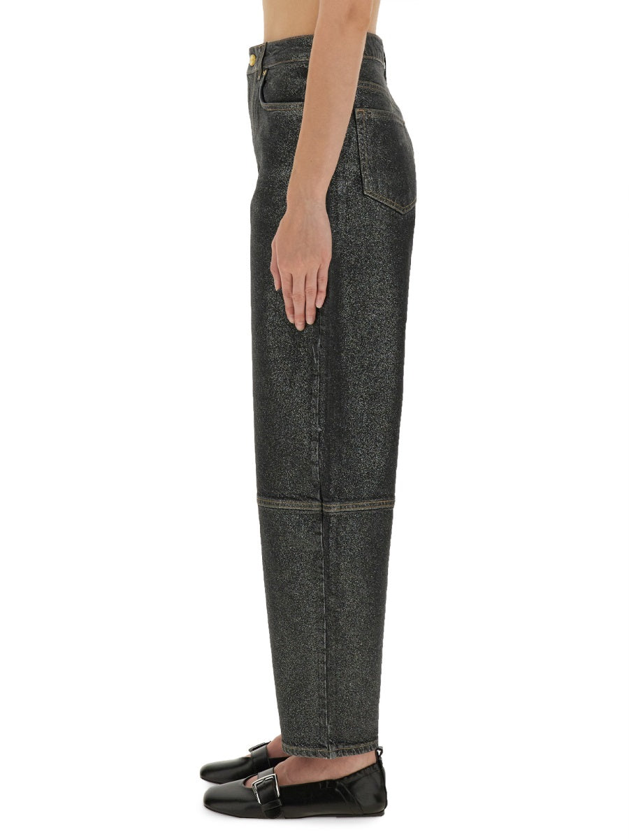 Ganni Women "Stary" Jeans In Sparkling Foil DestGlow