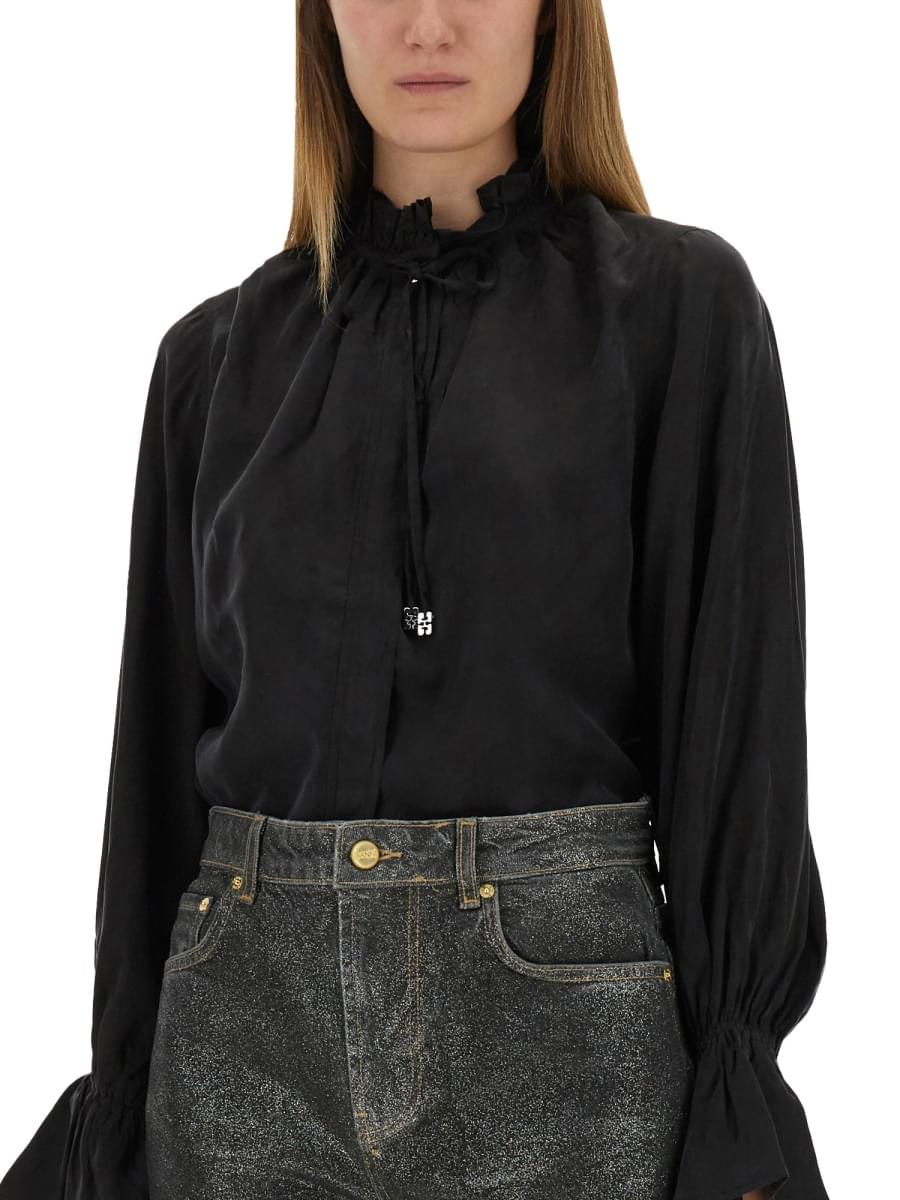 Ganni Women Fluid Cupro Shirt DestGlow