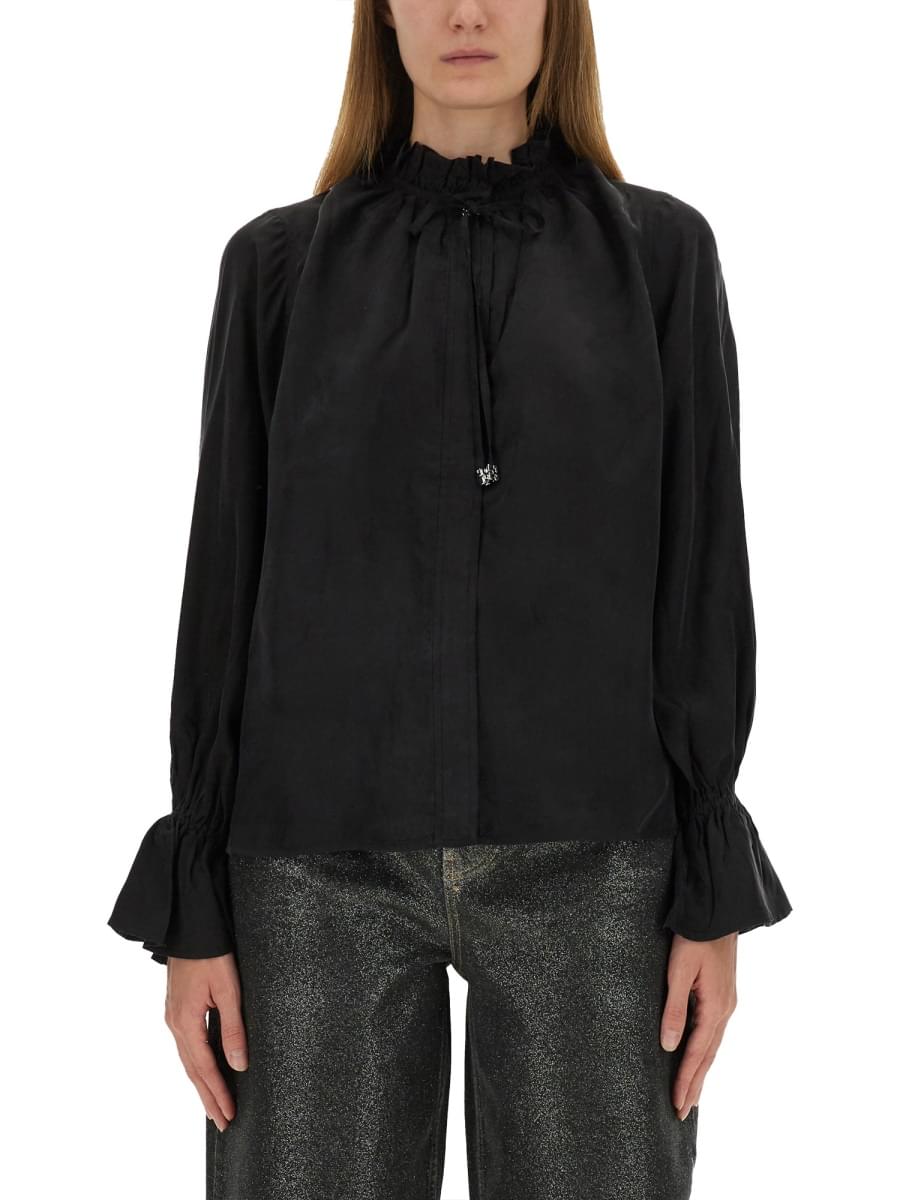Ganni Women Fluid Cupro Shirt DestGlow