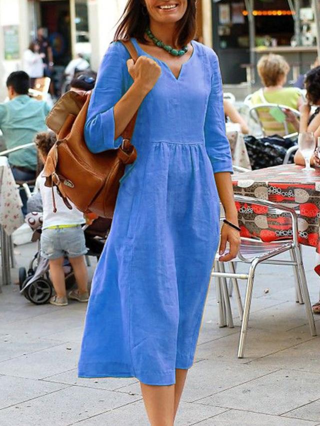 Women Clothing Autumn Winter Loose Half Length Sleeve Dress by Ragazza