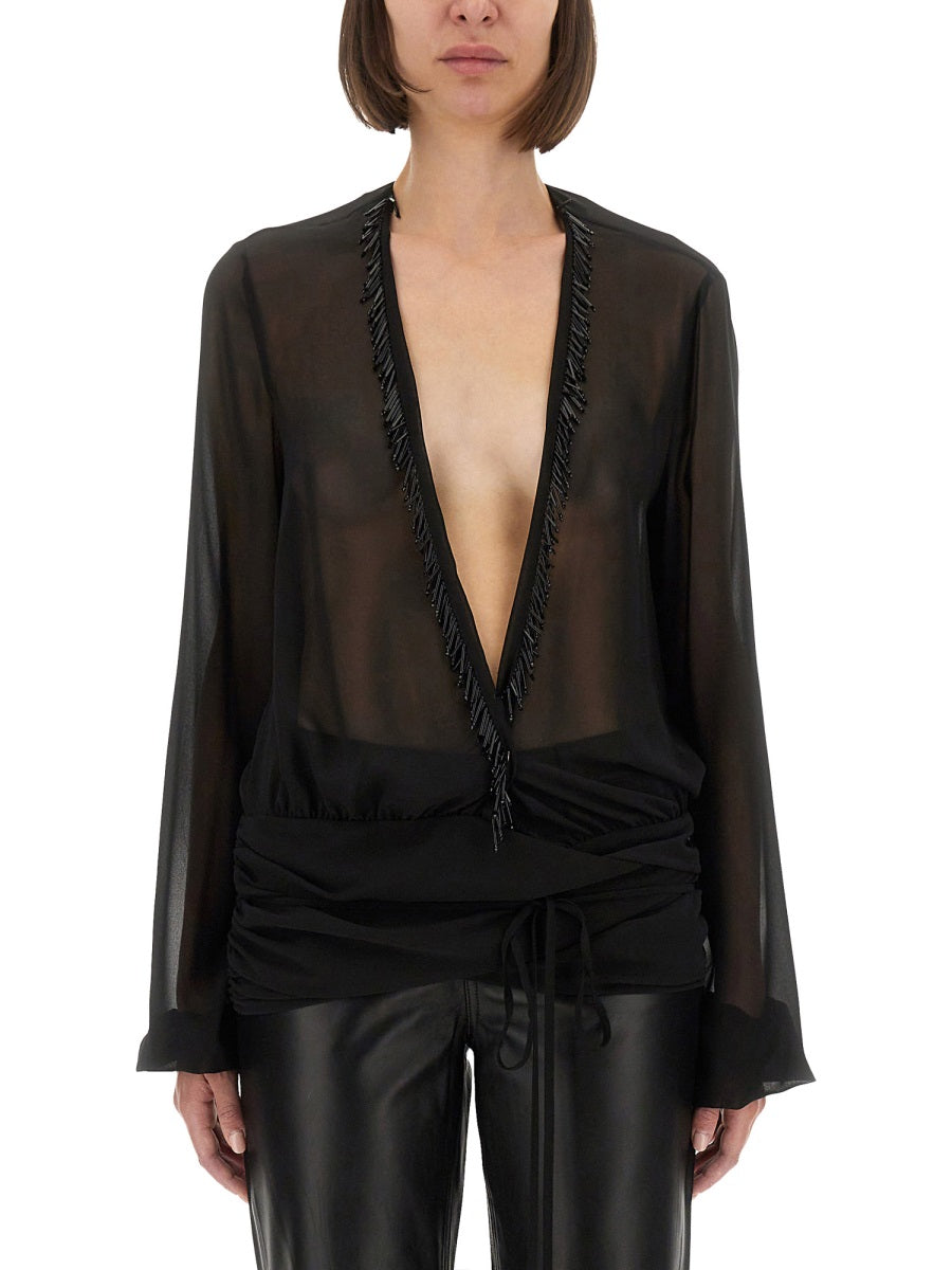 The Attico Women Embroidered Georgette Blouse by Luosophy