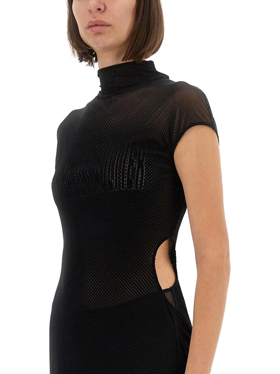 Jean Paul Gaultier Women Mesh Dress With Flocked Logo DestGlow