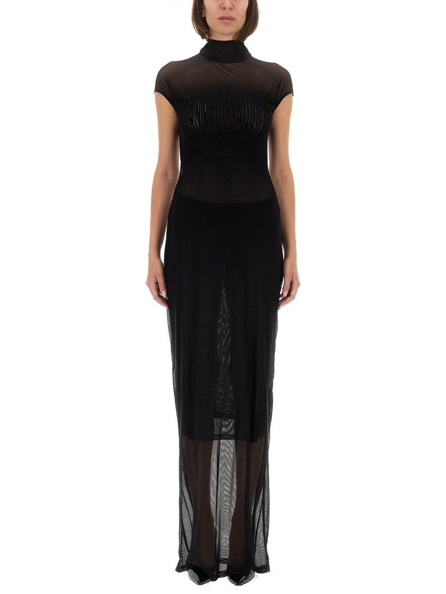 Jean Paul Gaultier Women Mesh Dress With Flocked Logo DestGlow