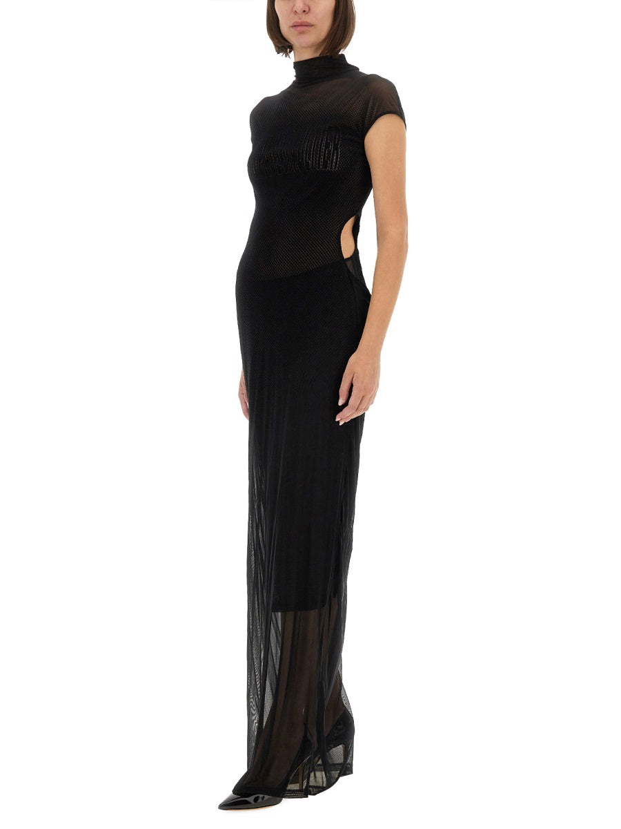 Jean Paul Gaultier Women Mesh Dress With Flocked Logo DestGlow