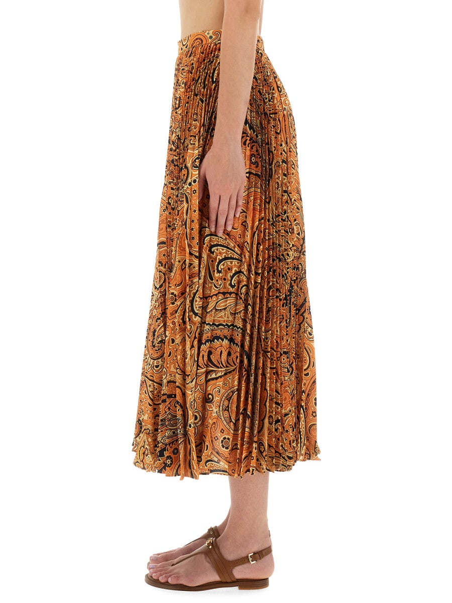 Etro Women Pleated Sablé Skirt With Print by Luosophy