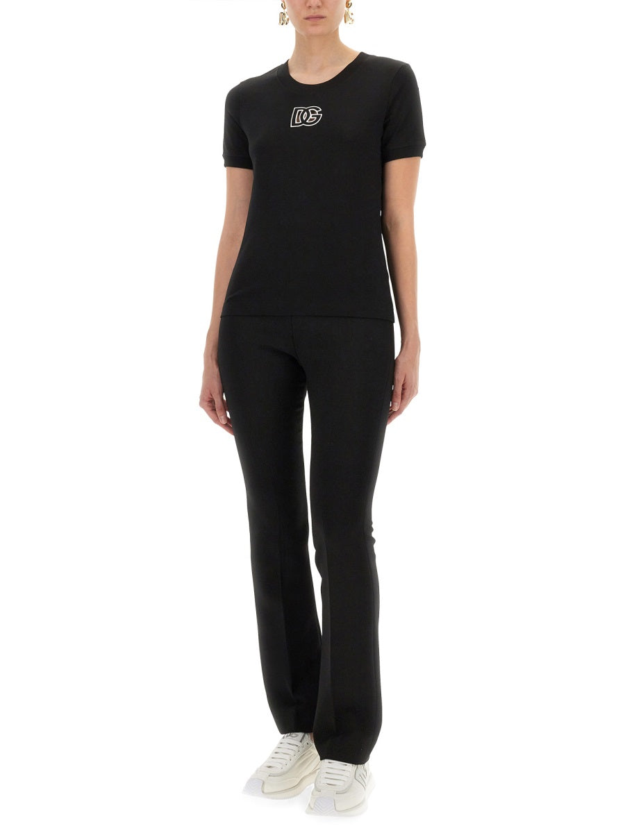 Dolce & Gabbana Women Jersey T-Shirt With Dg Logo Embroidery DestGlow