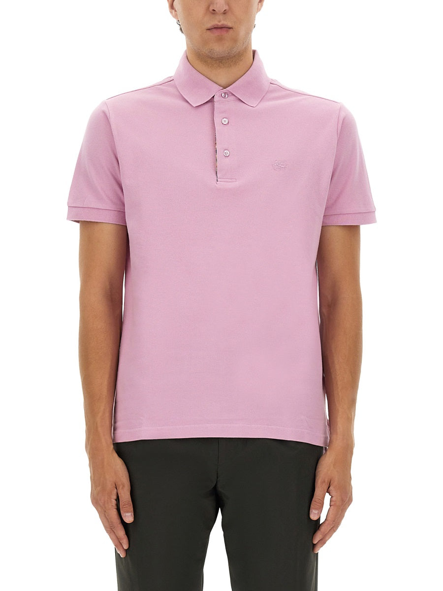 Etro Men Cotton Polo Shirt With Pegasus DestGlow
