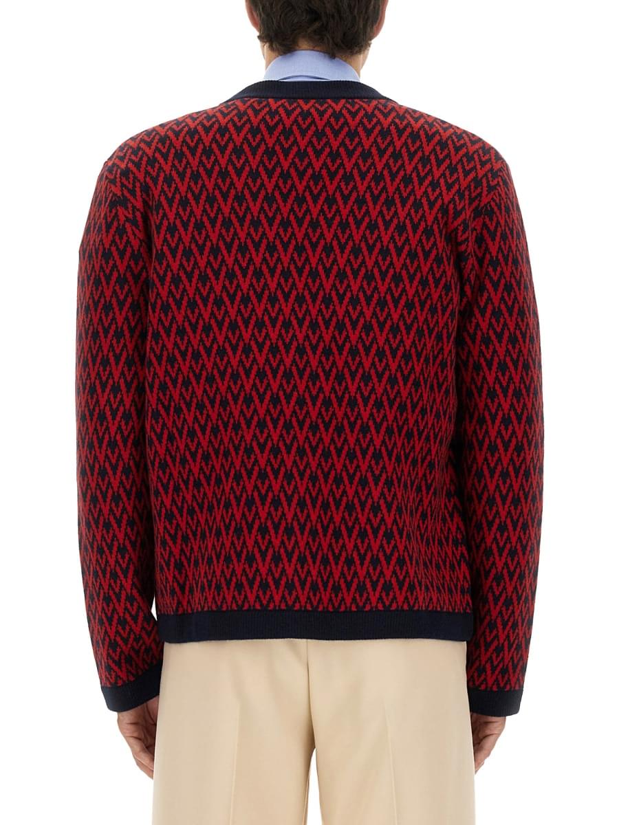 Valentino Men Cardigan With "Toute La V" Pattern DestGlow