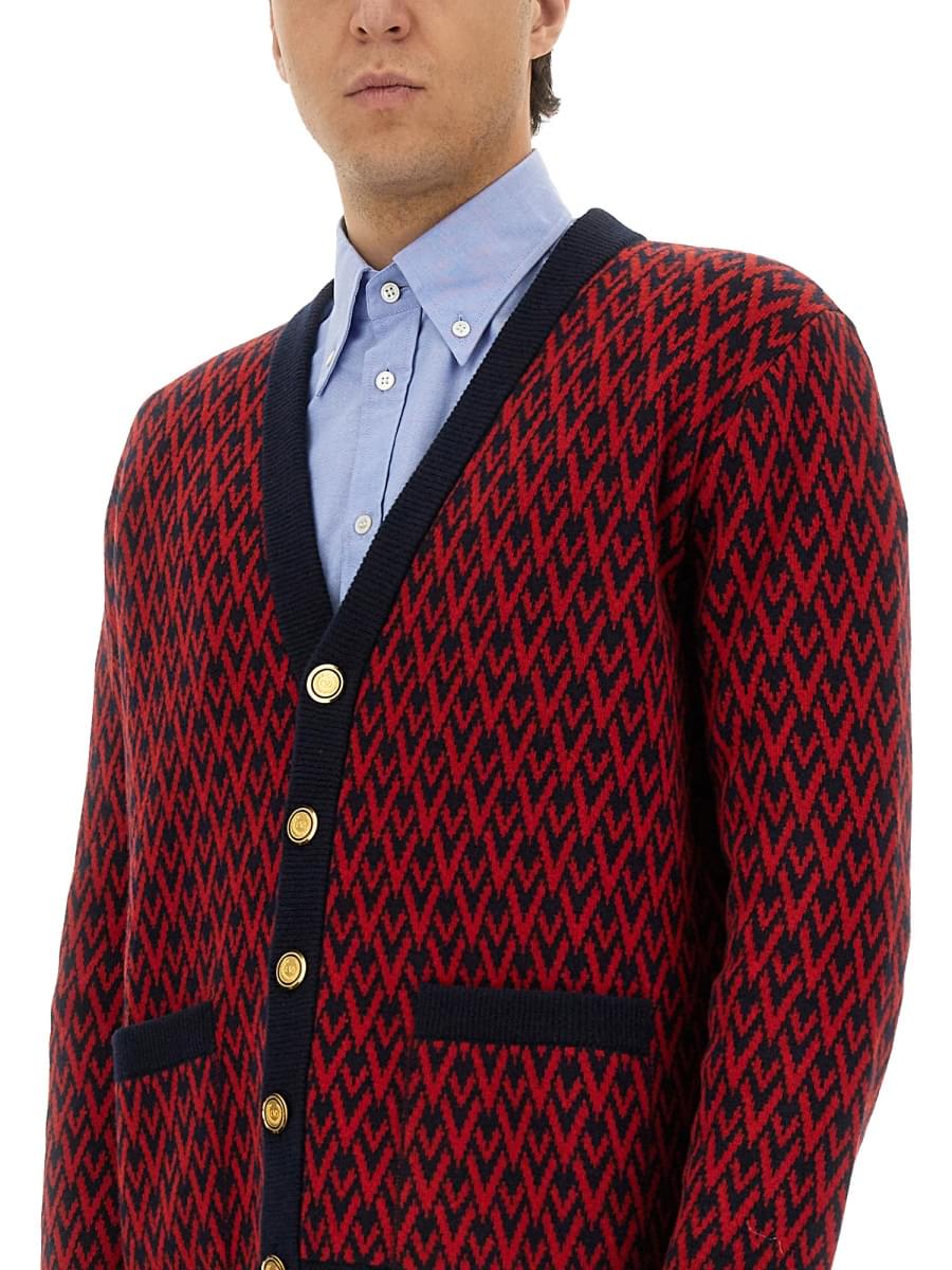 Valentino Men Cardigan With "Toute La V" Pattern DestGlow