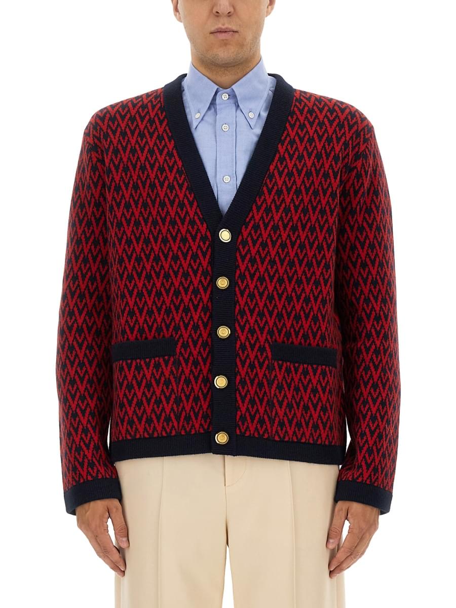 Valentino Men Cardigan With "Toute La V" Pattern DestGlow