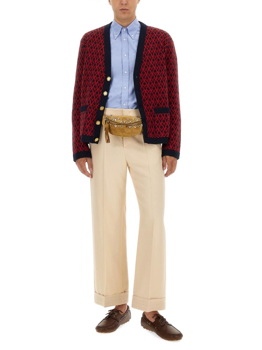 Valentino Men Cardigan With "Toute La V" Pattern DestGlow