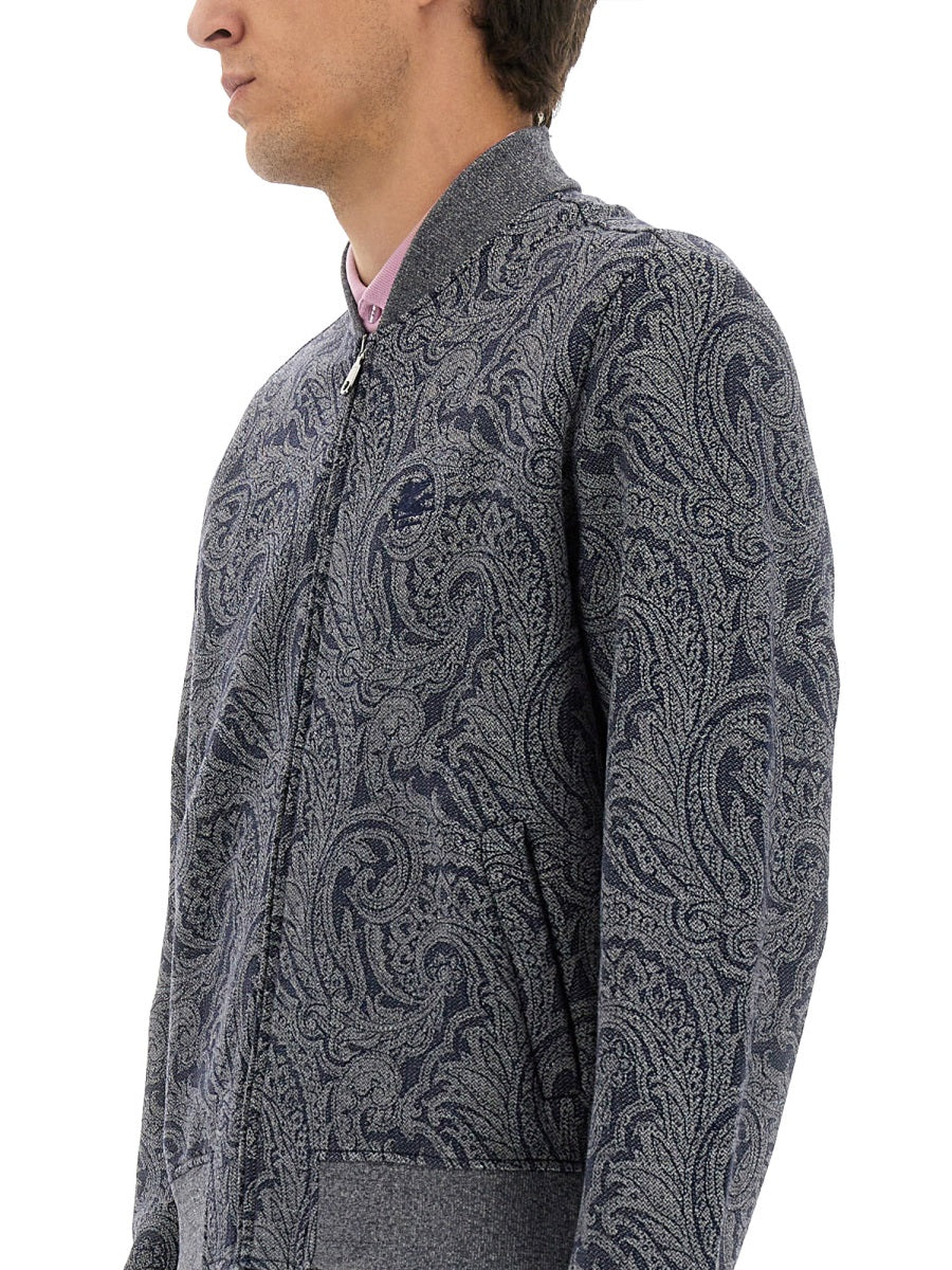 Etro Men Jacquard Bomber Jacket With Logo DestGlow