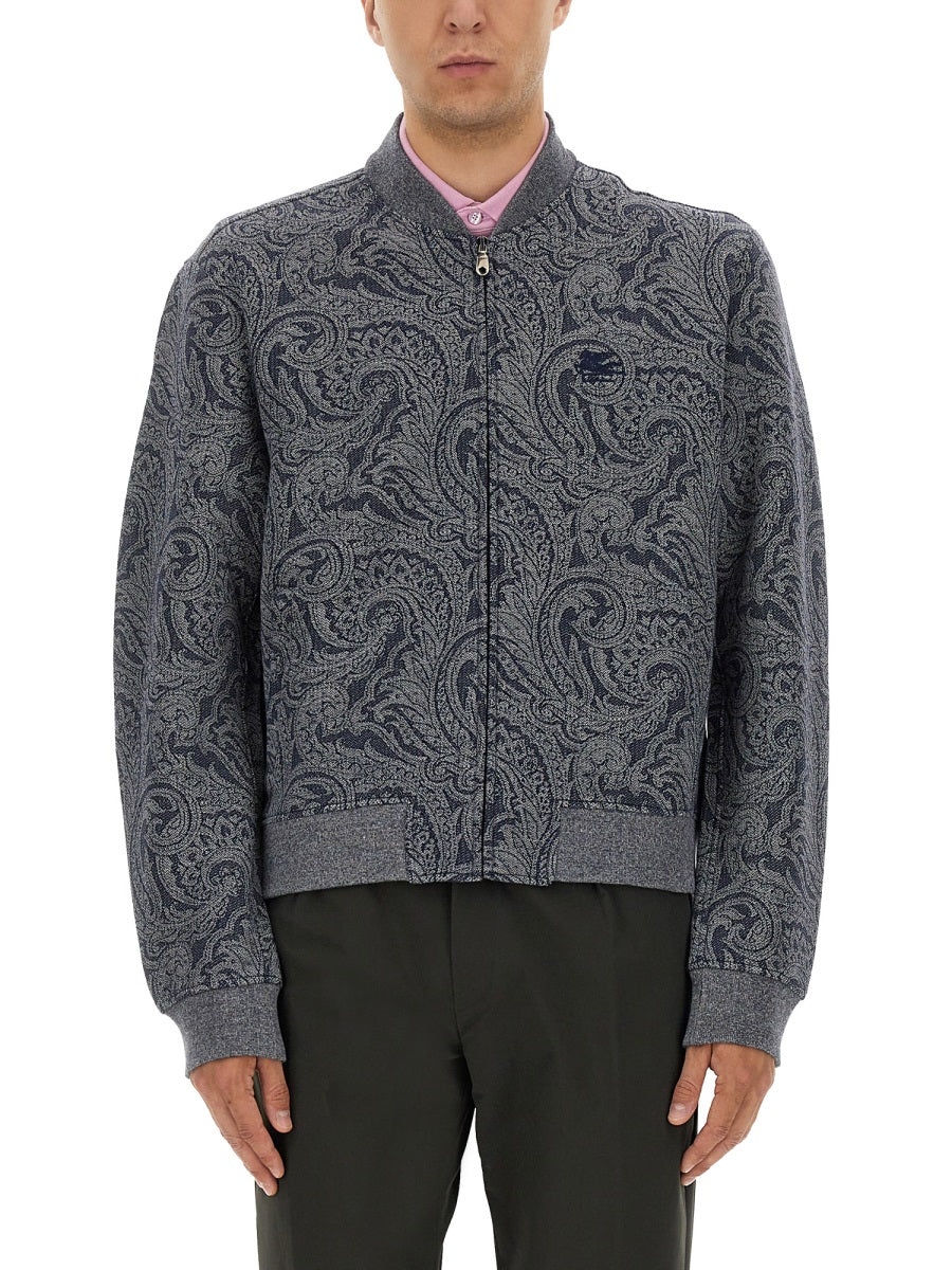 Etro Men Jacquard Bomber Jacket With Logo DestGlow