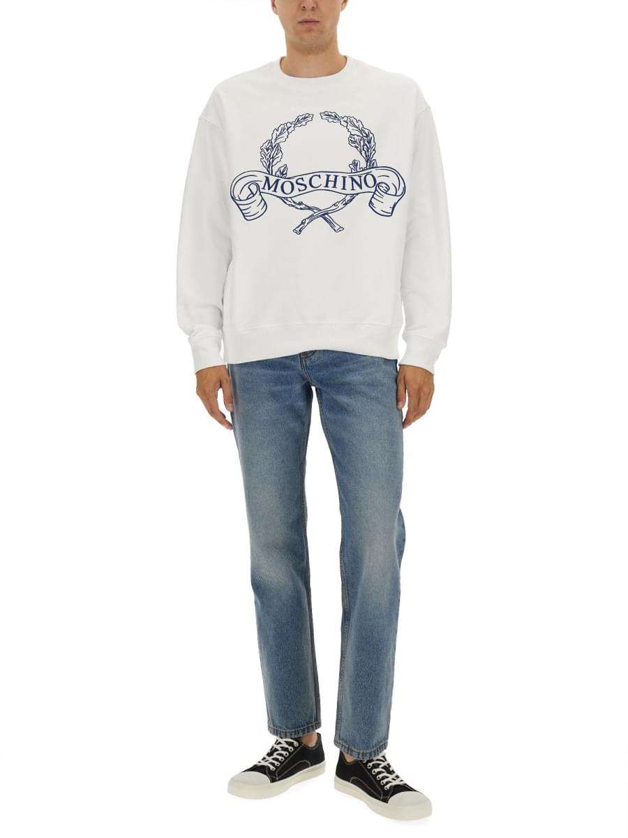 Moschino Men Sweatshirt With Laurel Crown Logo Embroidery DestGlow