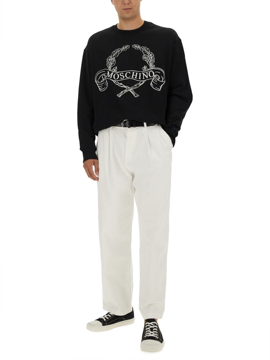 Moschino Men Sweatshirt With Laurel Crown Logo Embroidery by Luosophy