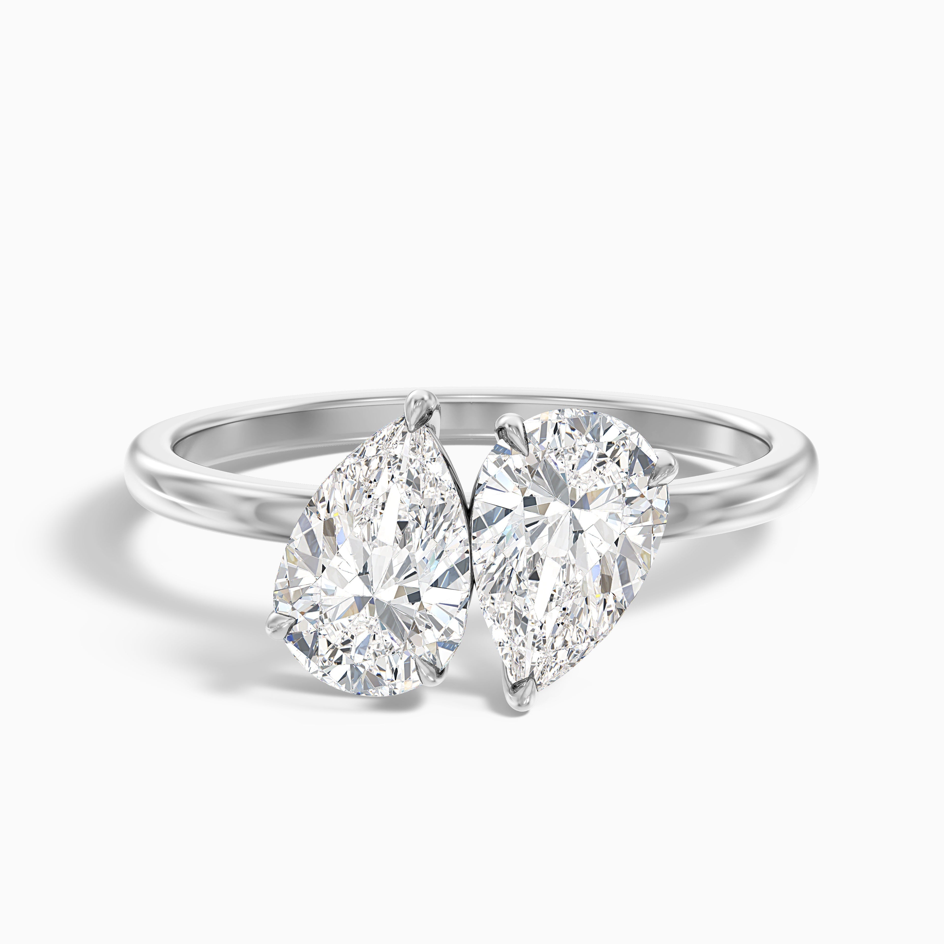 Georgia Toi Et Moi Engagement Ring in 925 Sterling Silver With Both Pear Two Stone Lab Grown Diamond (3 Ct. Tw.)