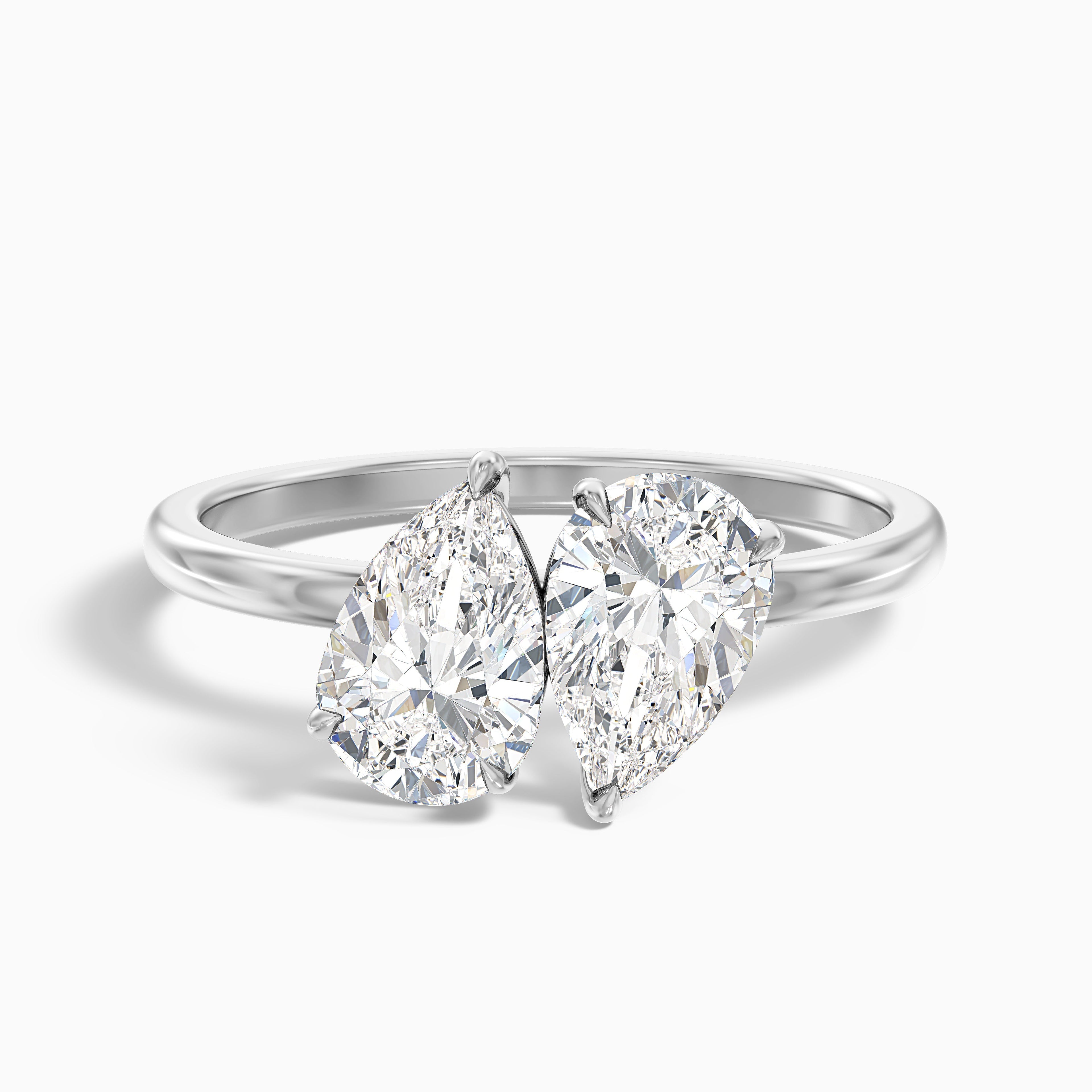 Georgia Toi Et Moi Ring in 14k Yellow Gold With Both Pear Two Stone Lab Grown Diamond (3 Ct. Tw.) DestGlow